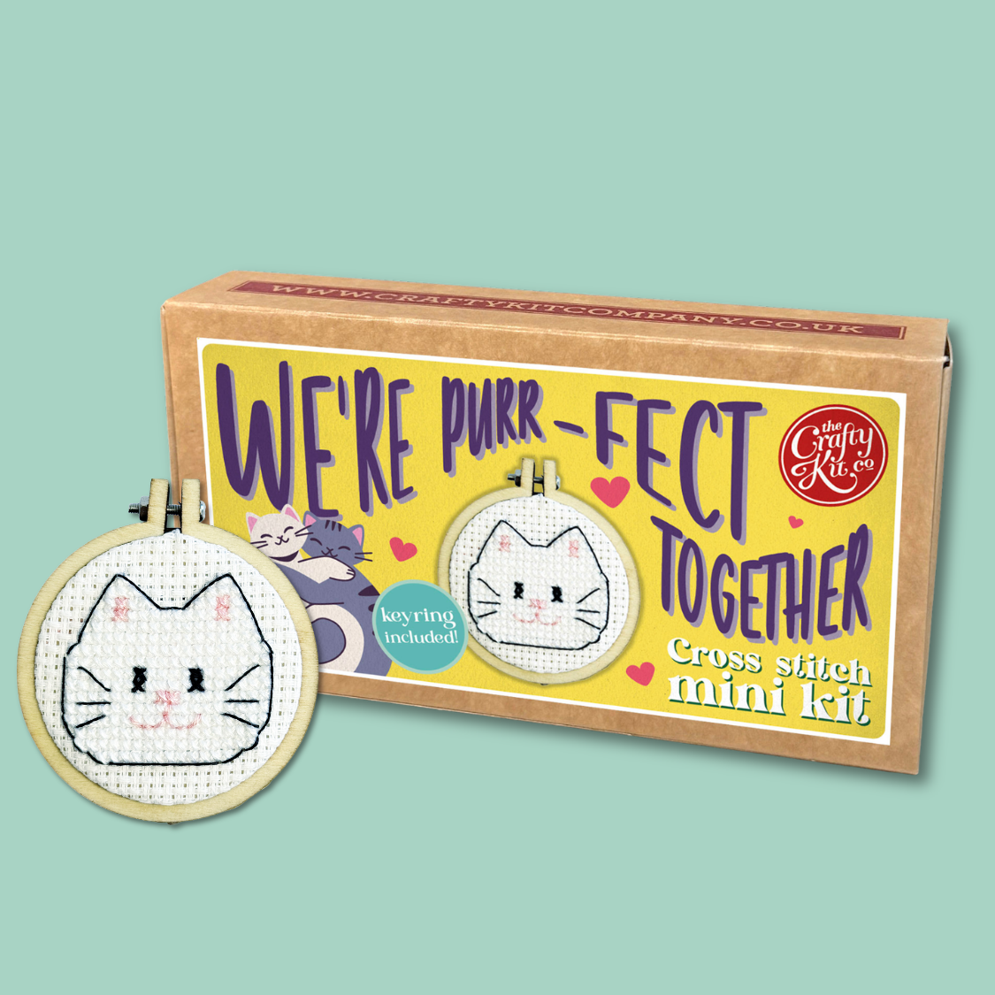 We're Purr-fect Together Mini Matchbox Cross Stitch Kit