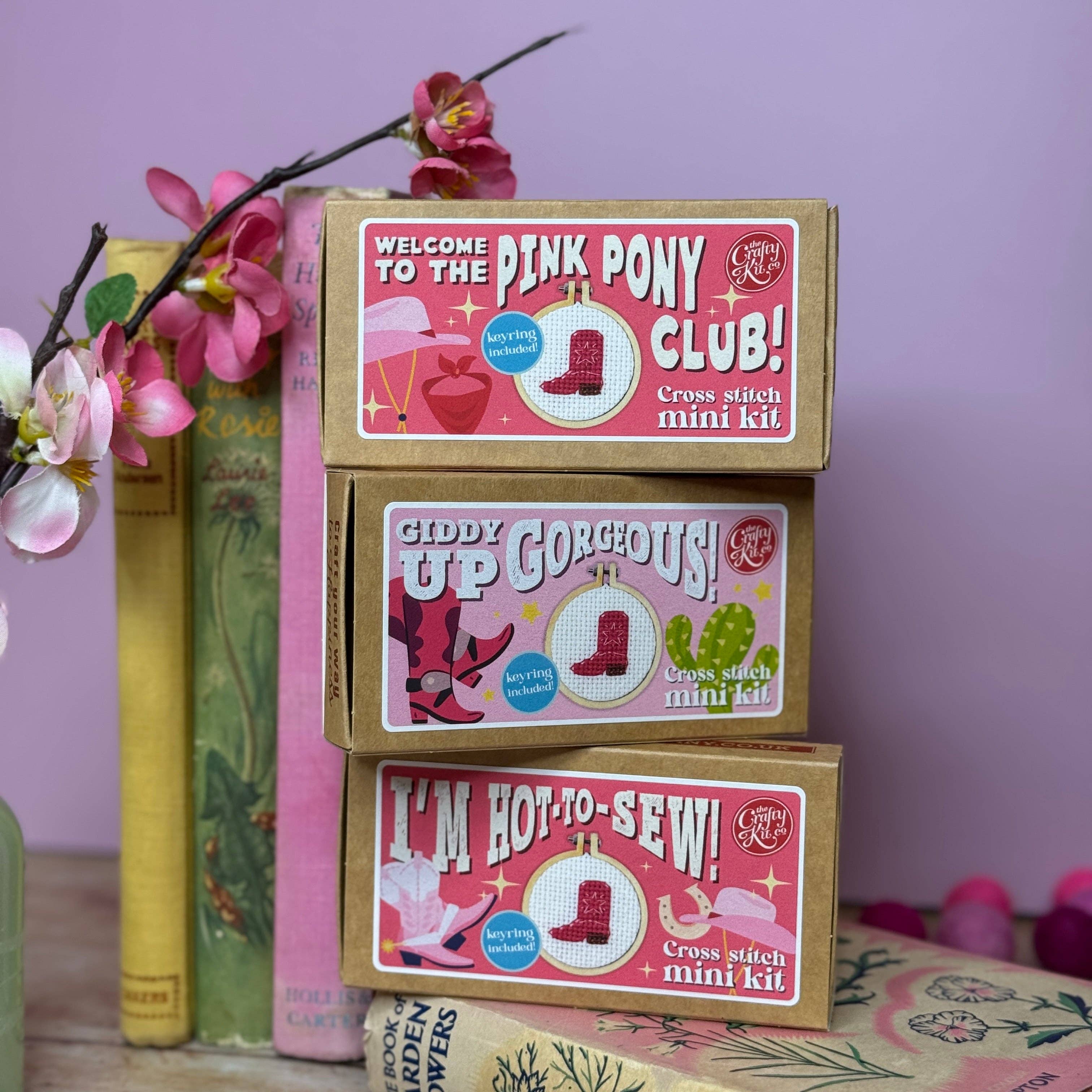Welcome to The Pink Pony Club Boot Matchbox Cross Stitch Kit