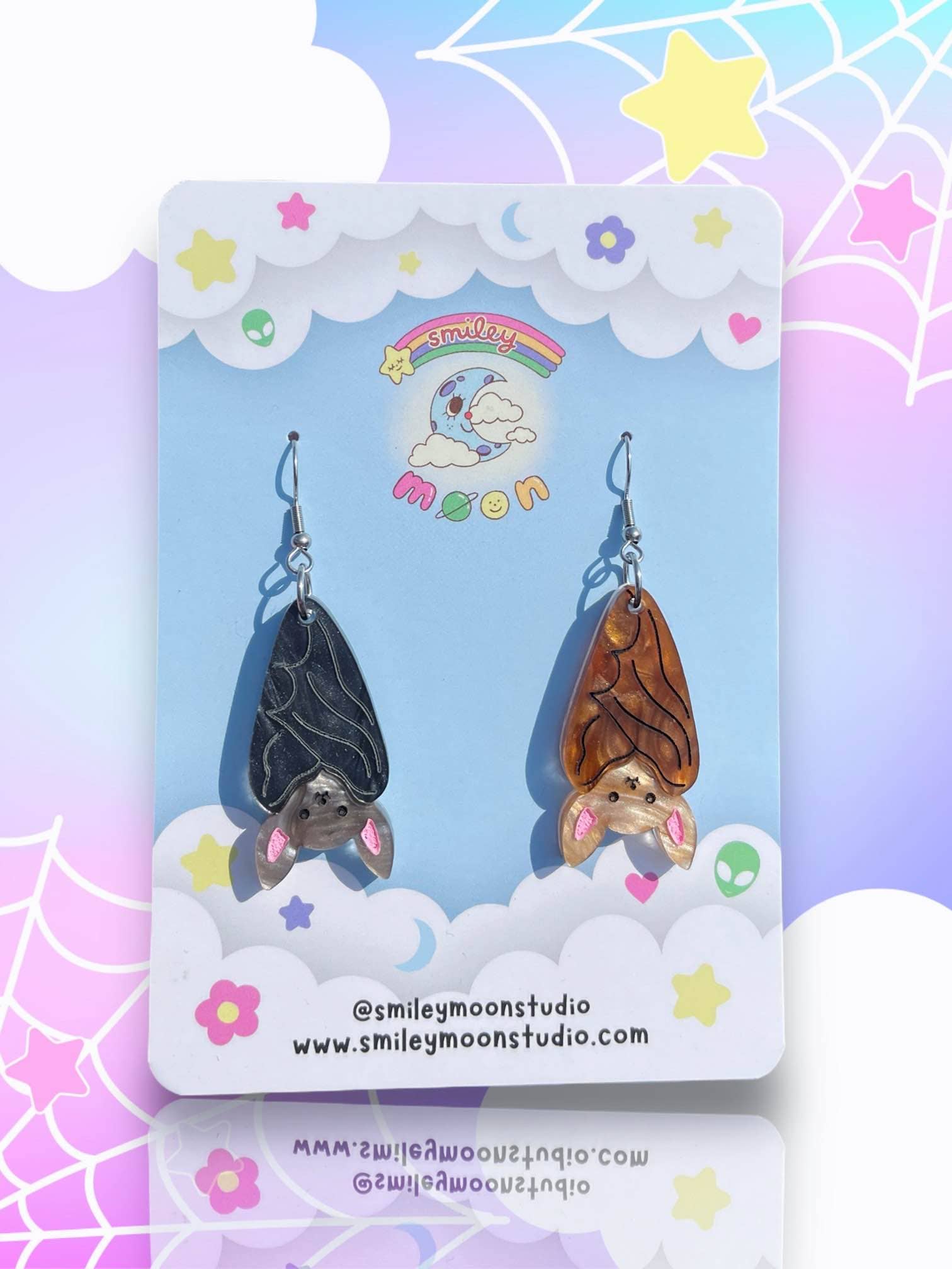 Hanging Bat Earrings