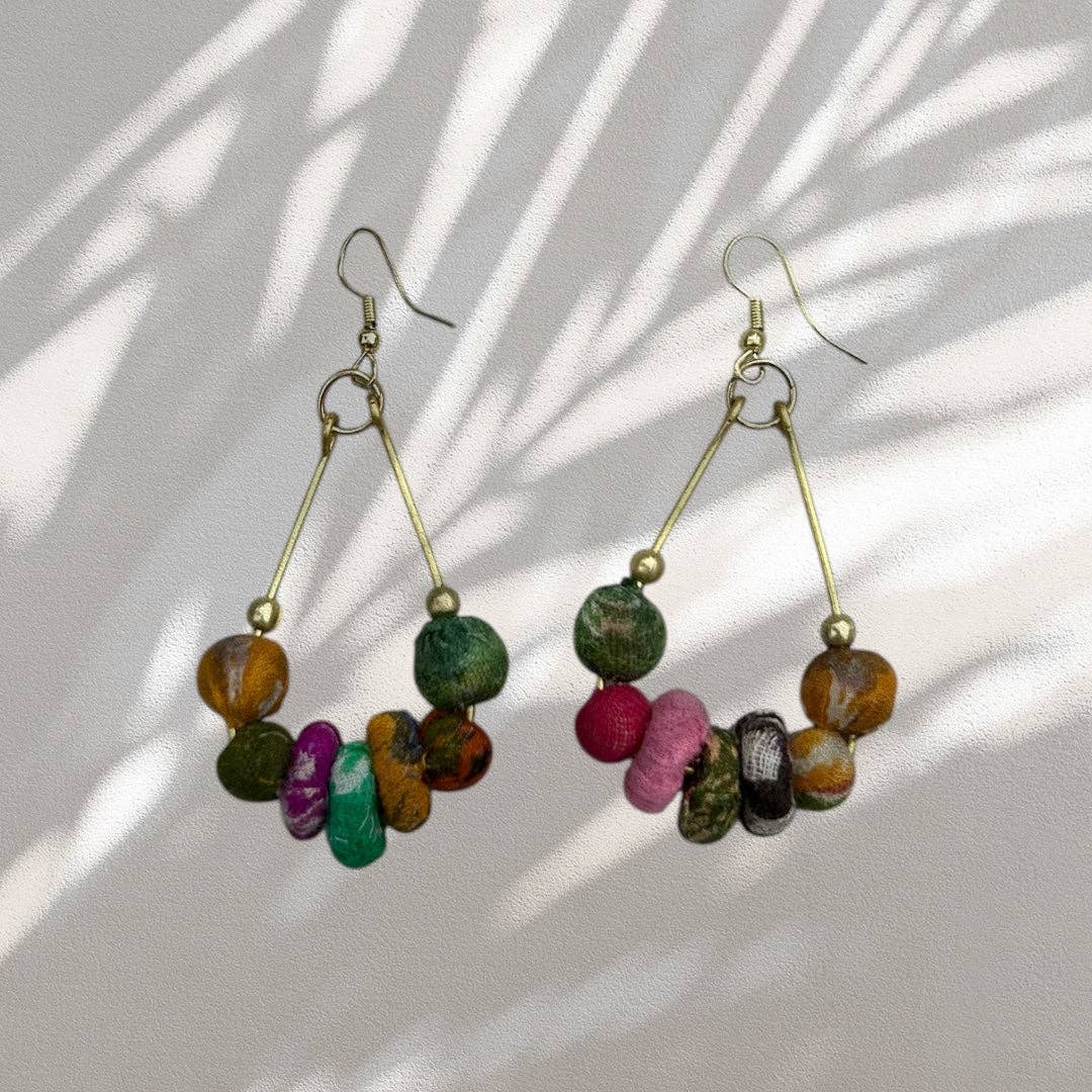 Boho Teardrop Fabric Earrings