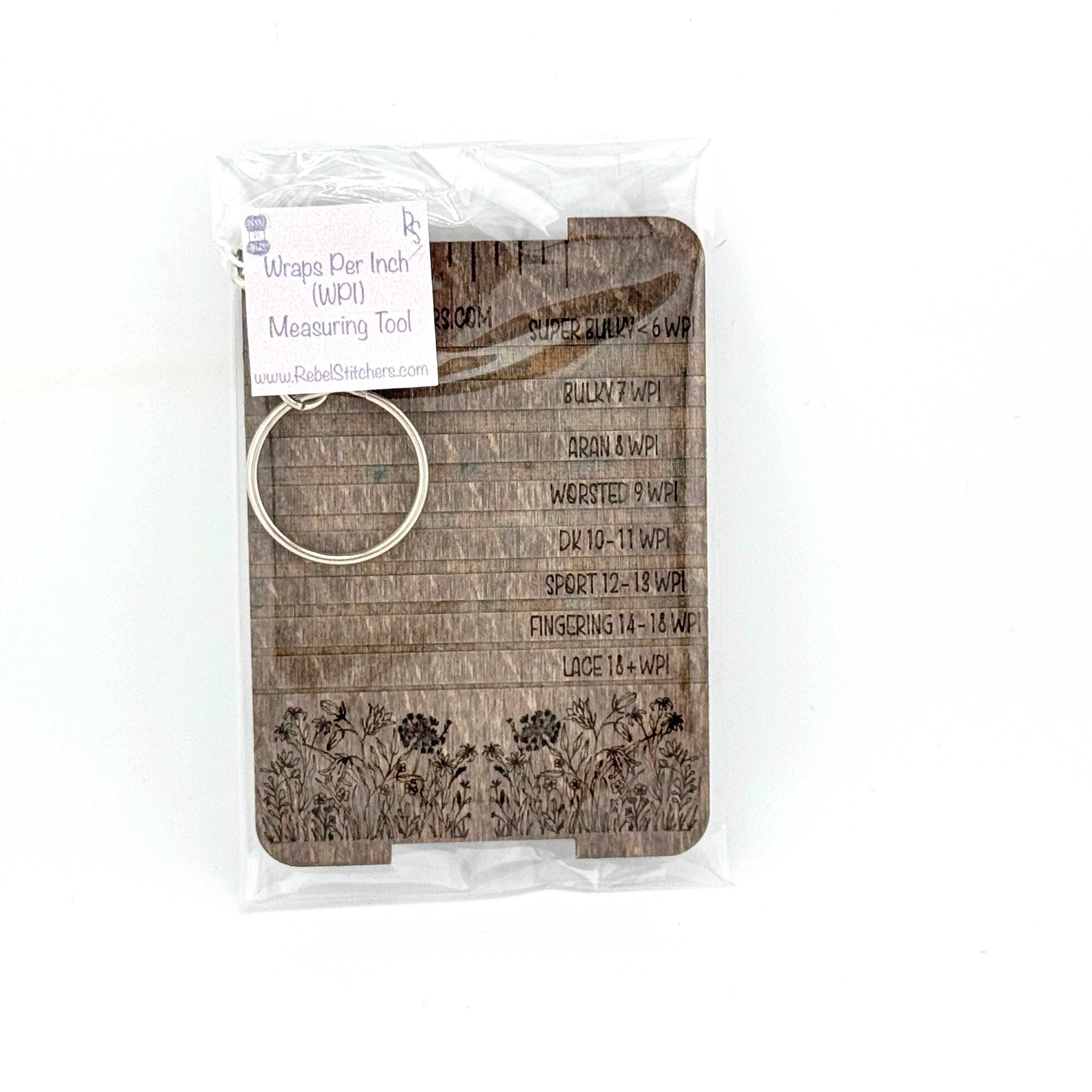 Yarn Weight Wraps Per Inch WPI Gauge 2.5" x 3.5" Wildflowers