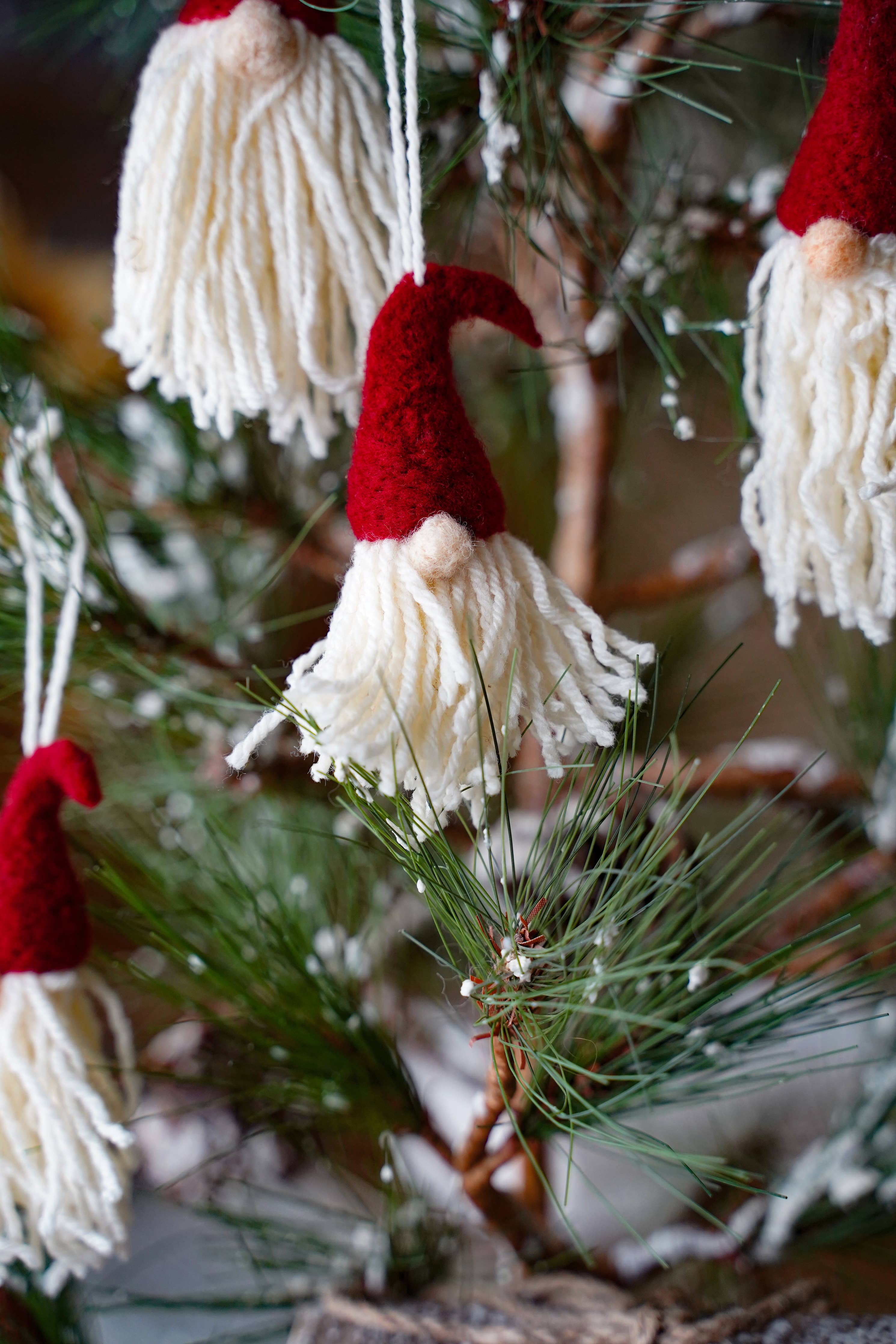 Gnome Ornaments Needle Felting Kit (makes 3 ornaments)