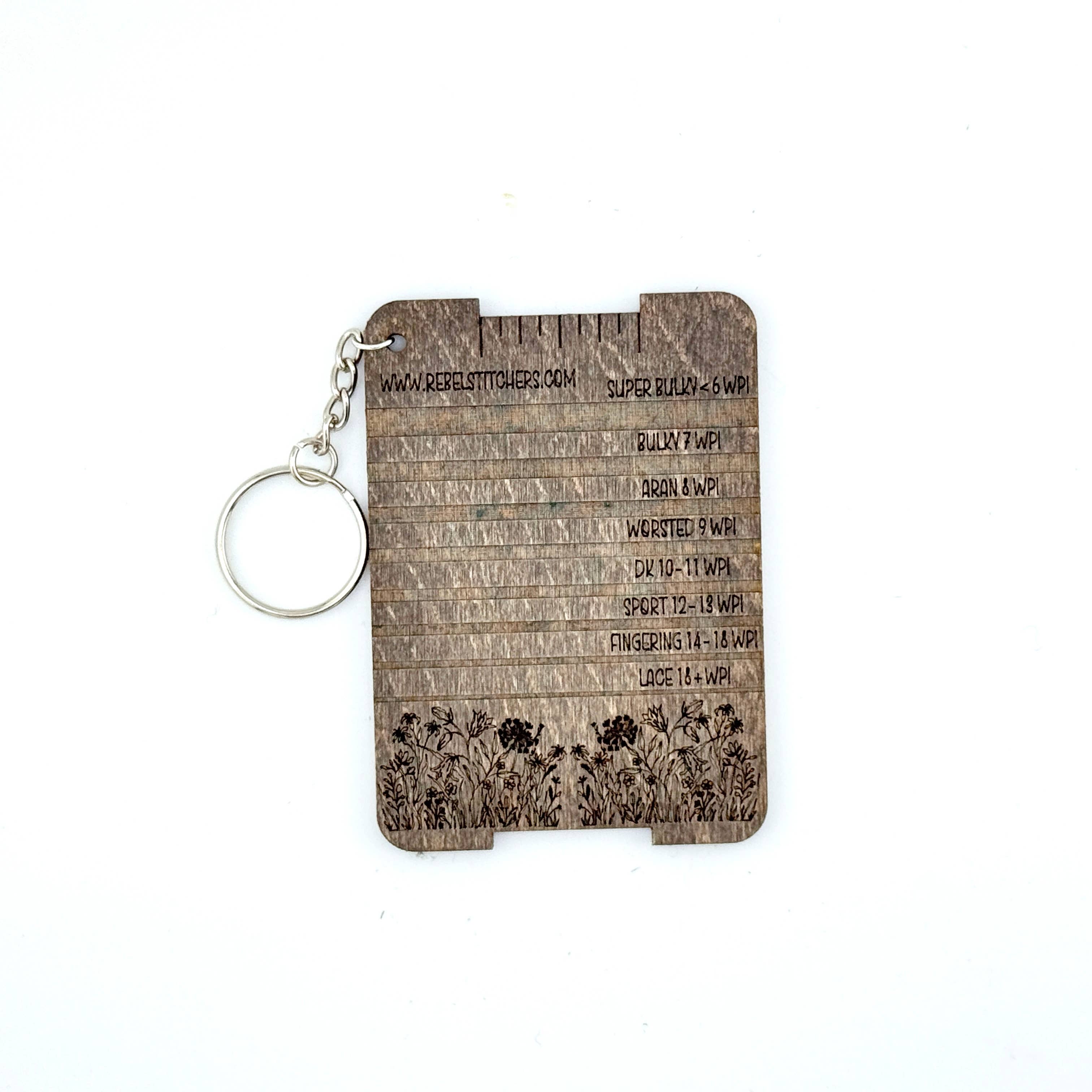 Yarn Weight Wraps Per Inch WPI Gauge 2.5" x 3.5" Wildflowers