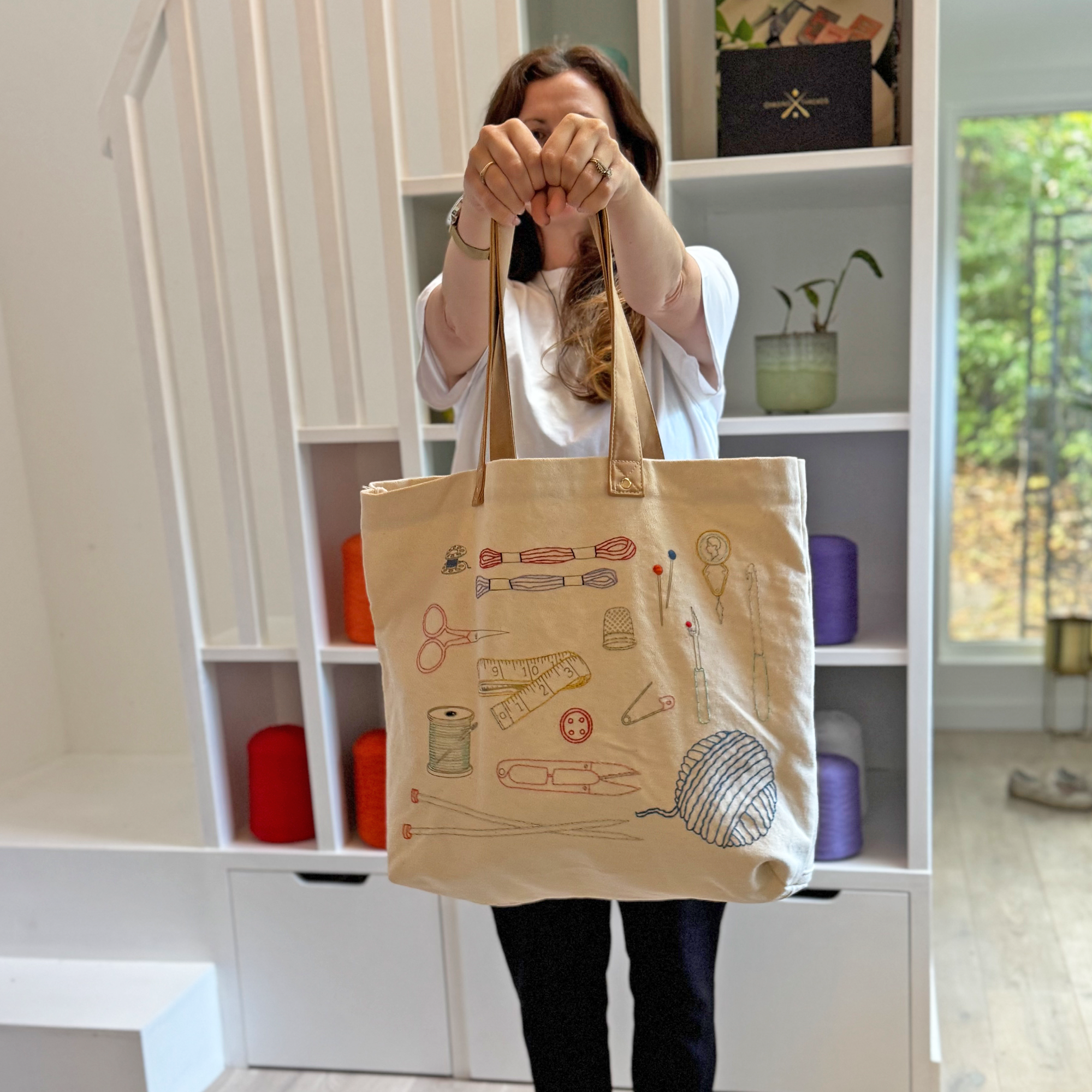 Stitch Your Craft Tools Tote Bag- Embroidery Kit project bag
