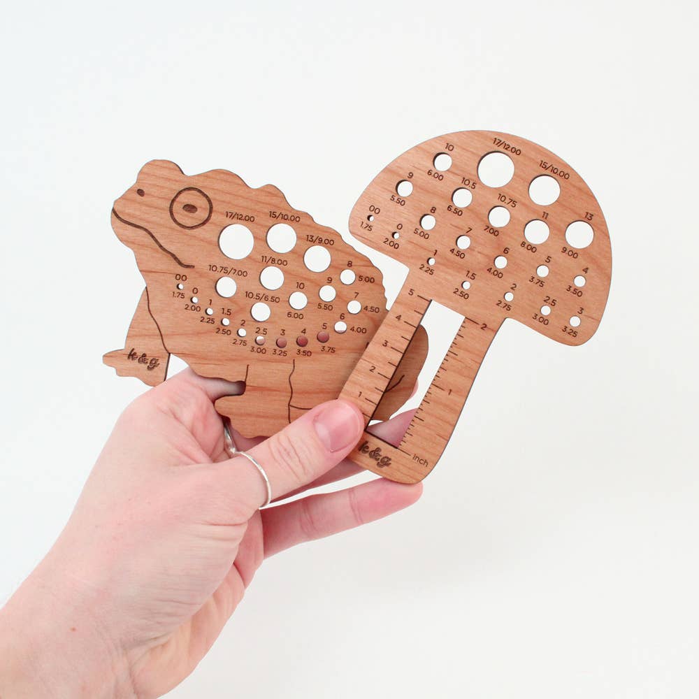 Mushroom Knitting Needle Gauge Tool