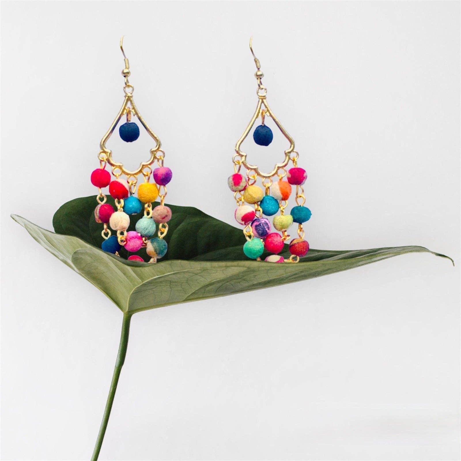 Sari Beads Loop Earrings
