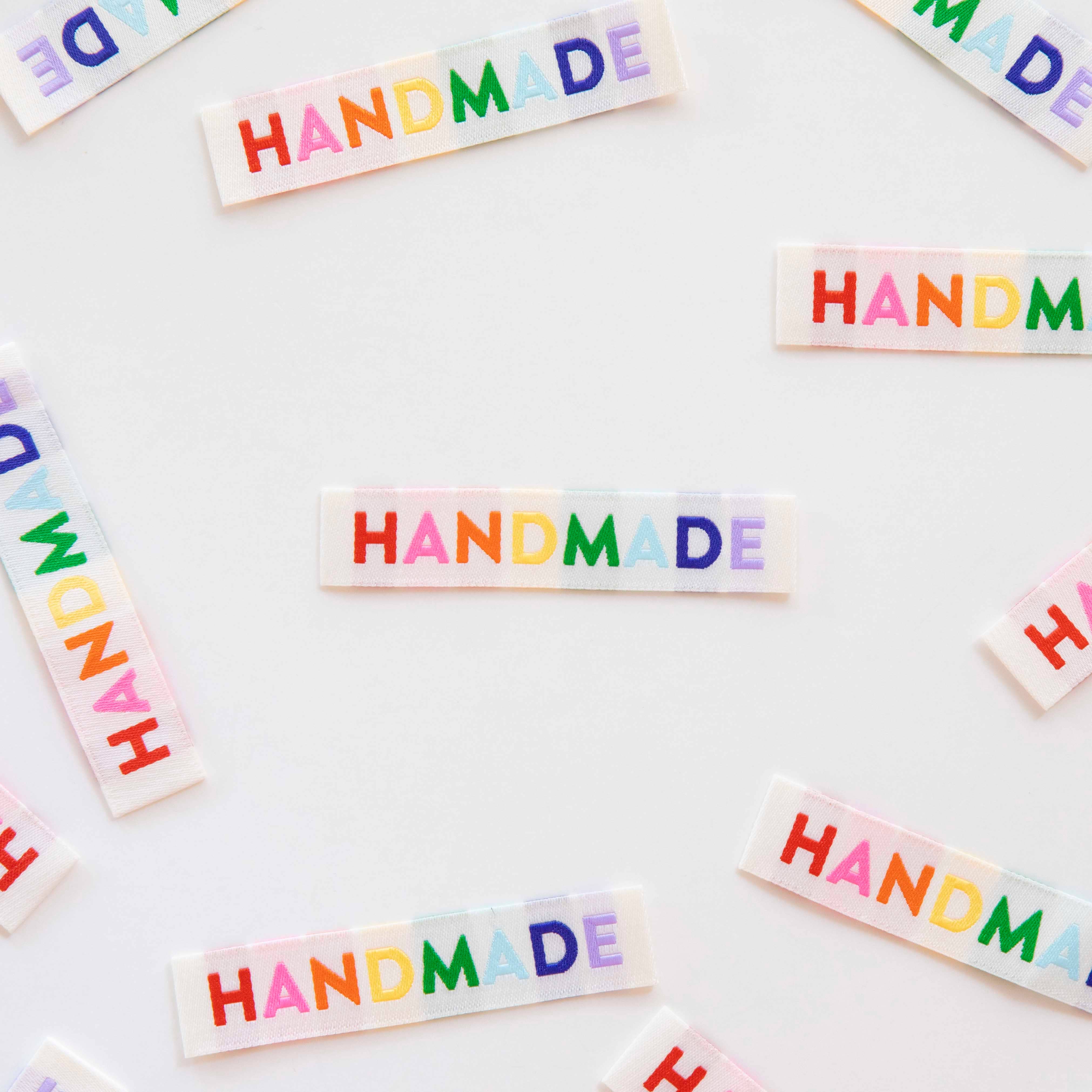 Handmade Woven Sewing Labels - Rainbow Colors