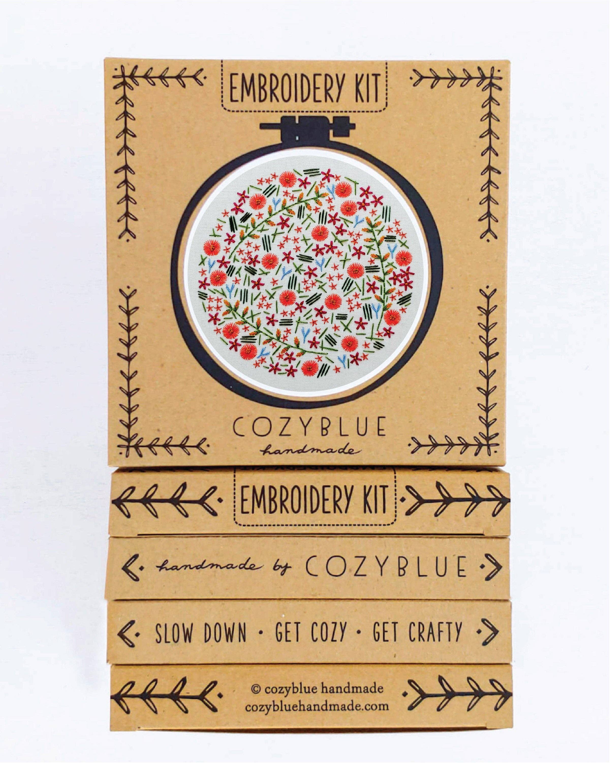 Cozy Blue Wildflower embroidery kit