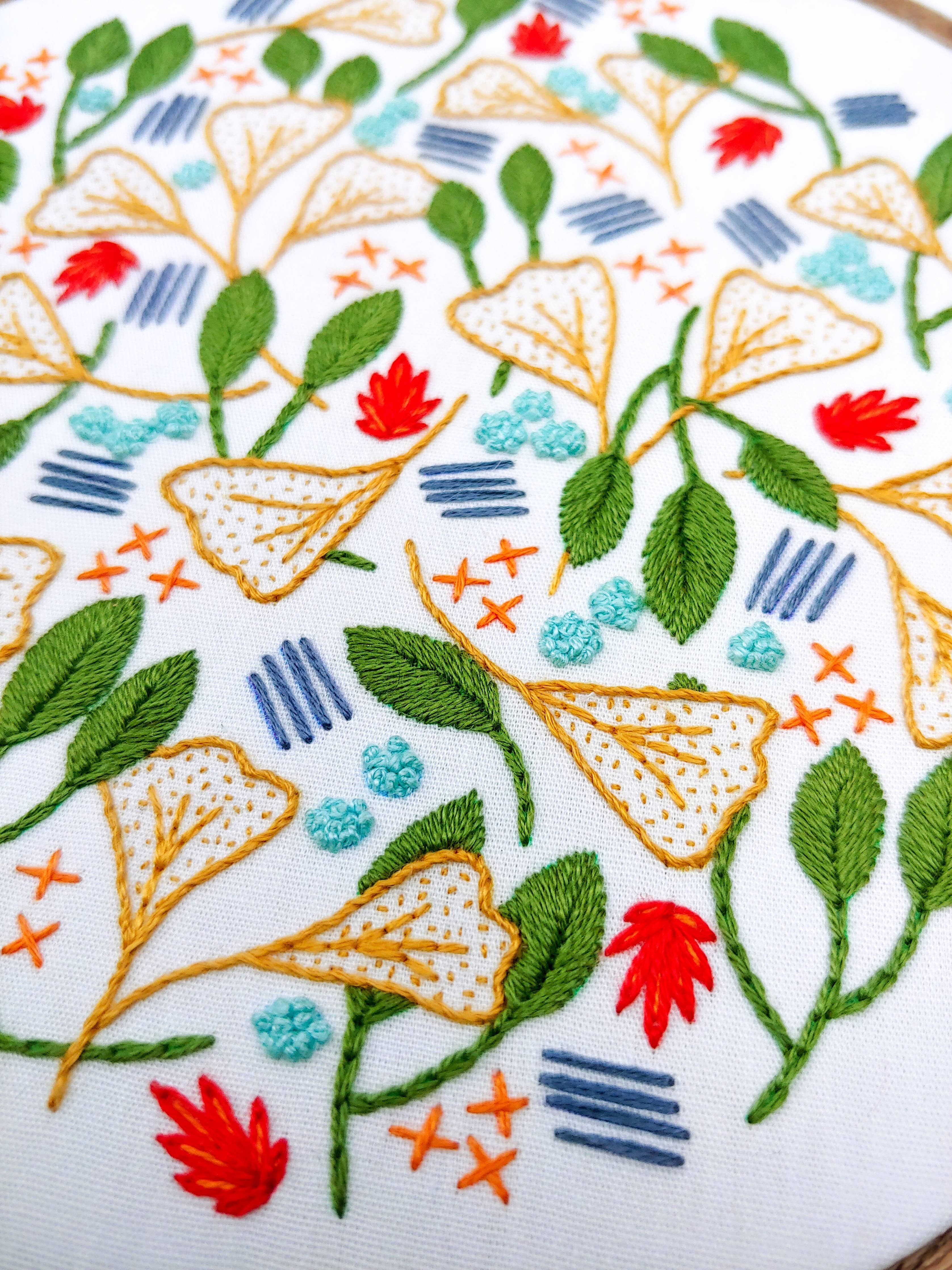 Cozy Blue Forest floor embroidery kit