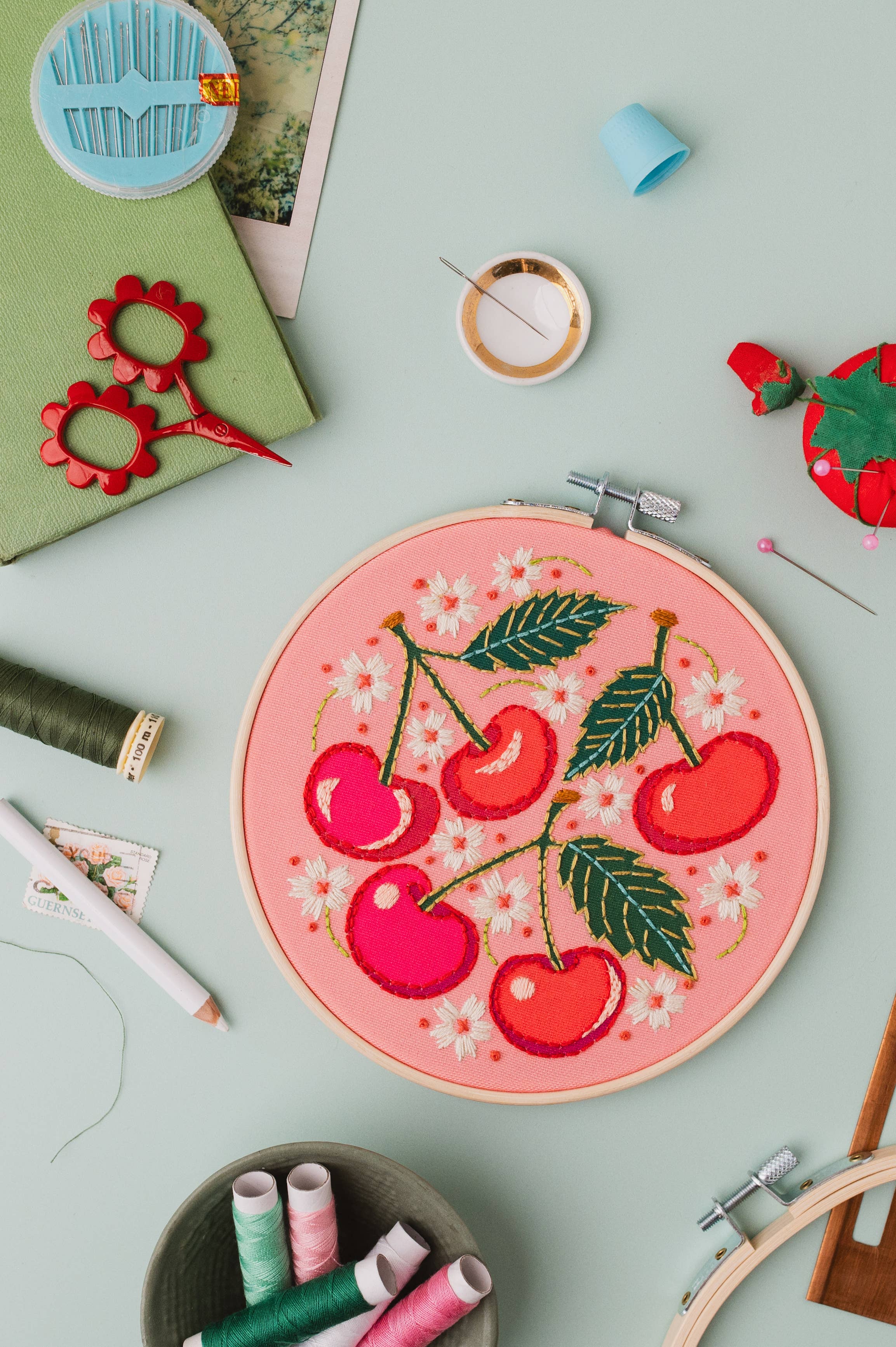RikRack Cherries Embroidery Kit