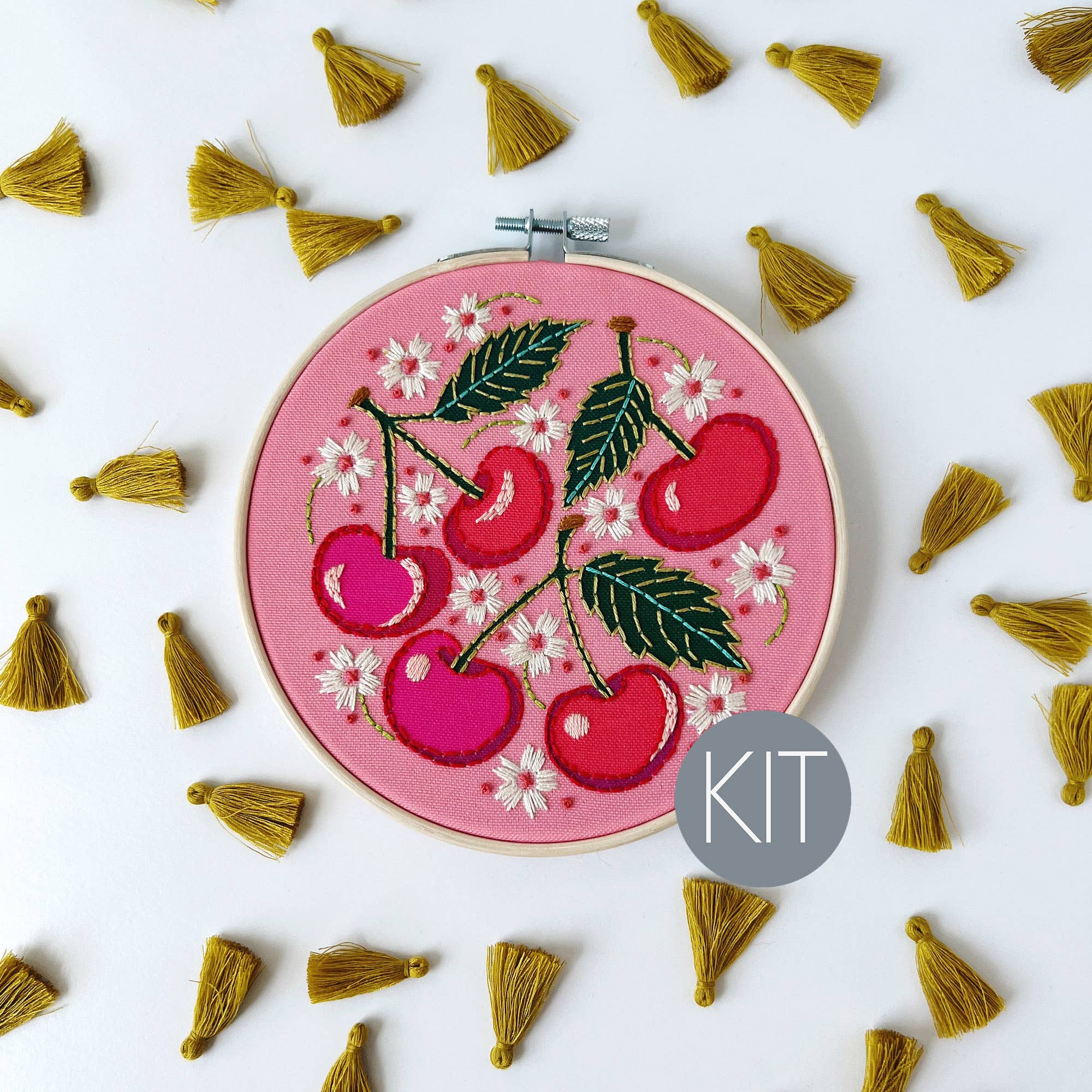 RikRack Cherries Embroidery Kit