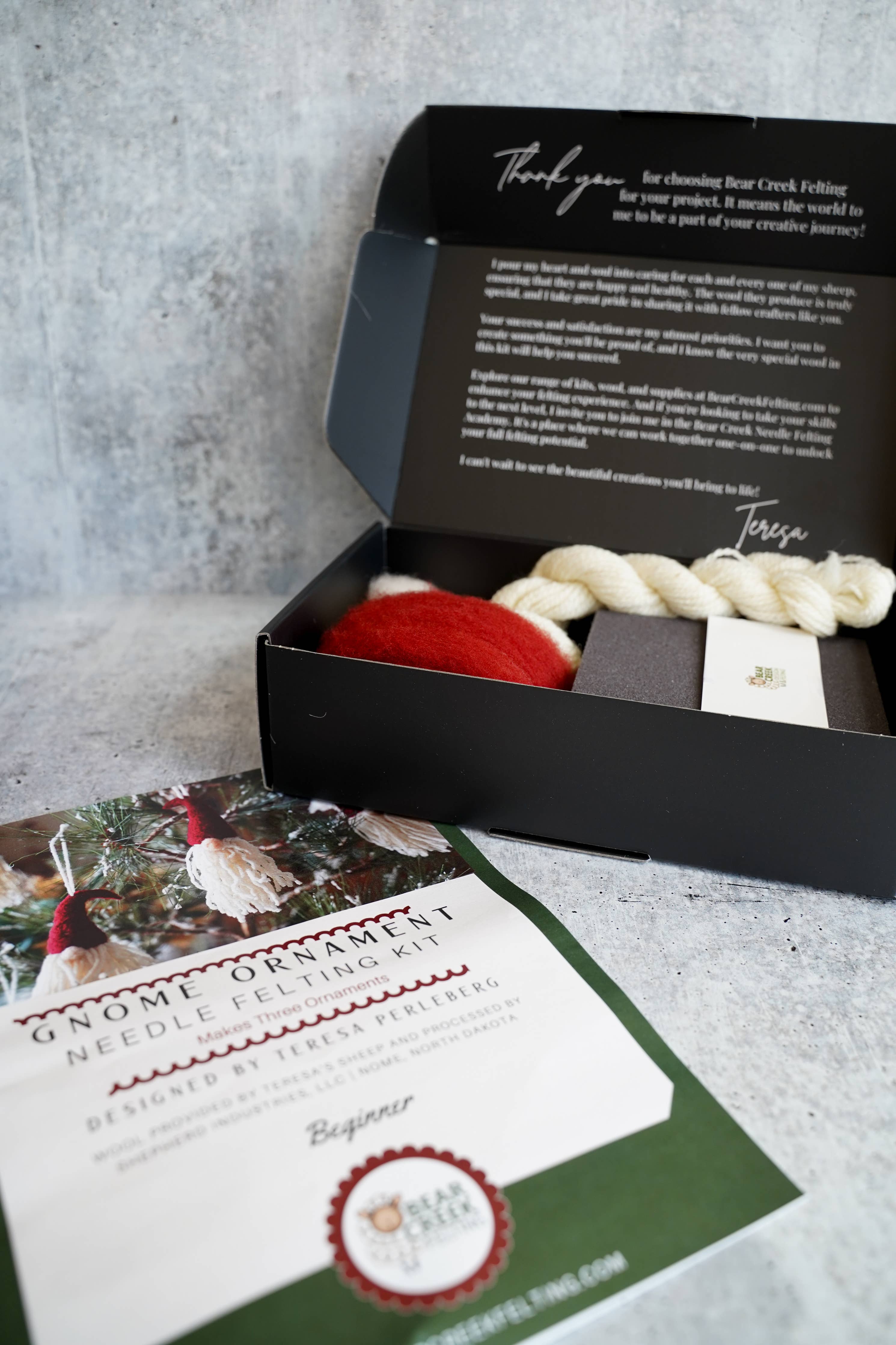 Gnome Ornaments Needle Felting Kit (makes 3 ornaments)