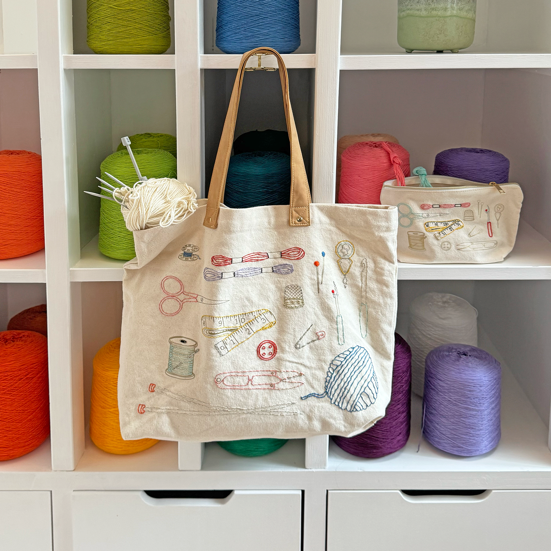 Stitch Your Craft Tools Tote Bag- Embroidery Kit project bag