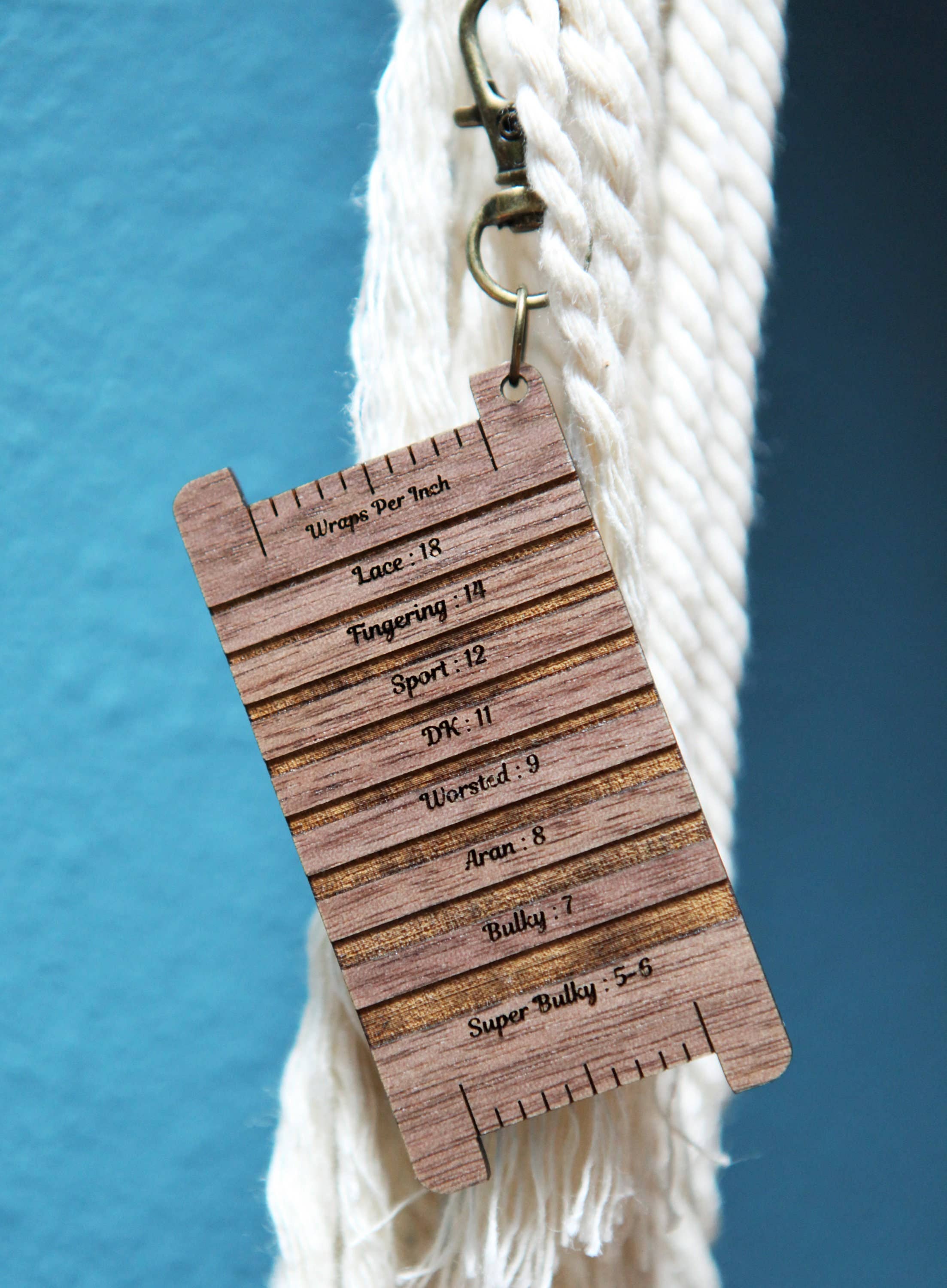 Dandelion Spinners WPI Gauge Tool in Walnut or Maple Wood