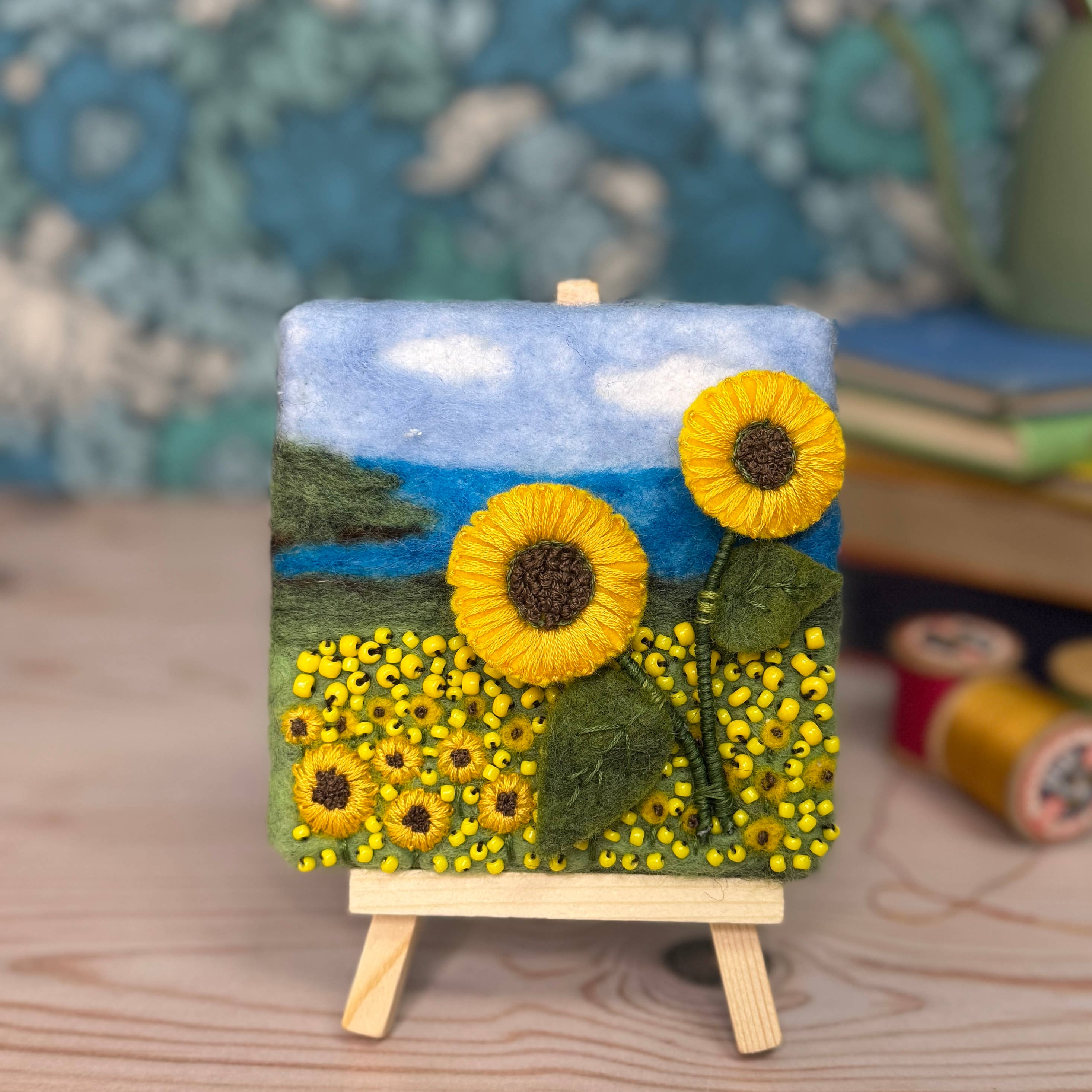 Mini Masterpiece: Sunflowers by the Seashore Needle Felt Kit