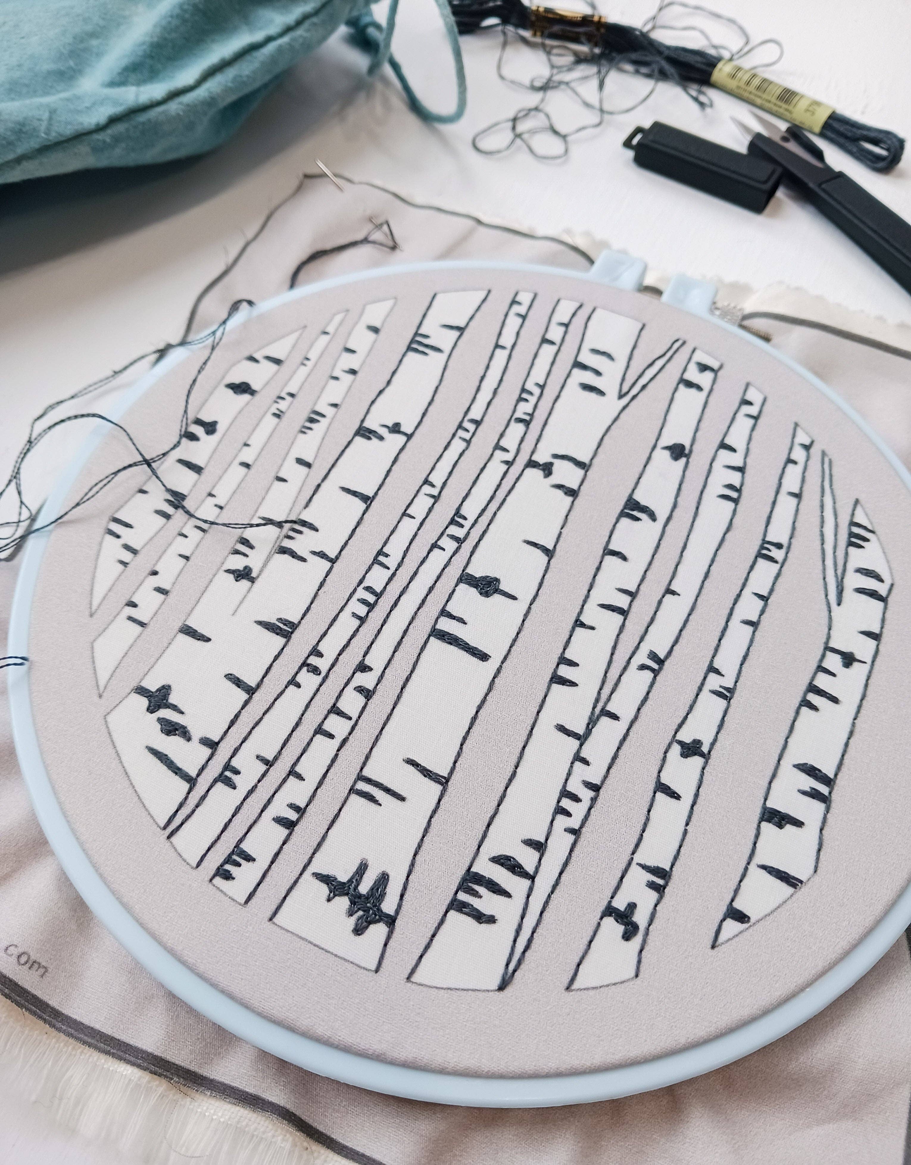 Birch forest embroidery kit