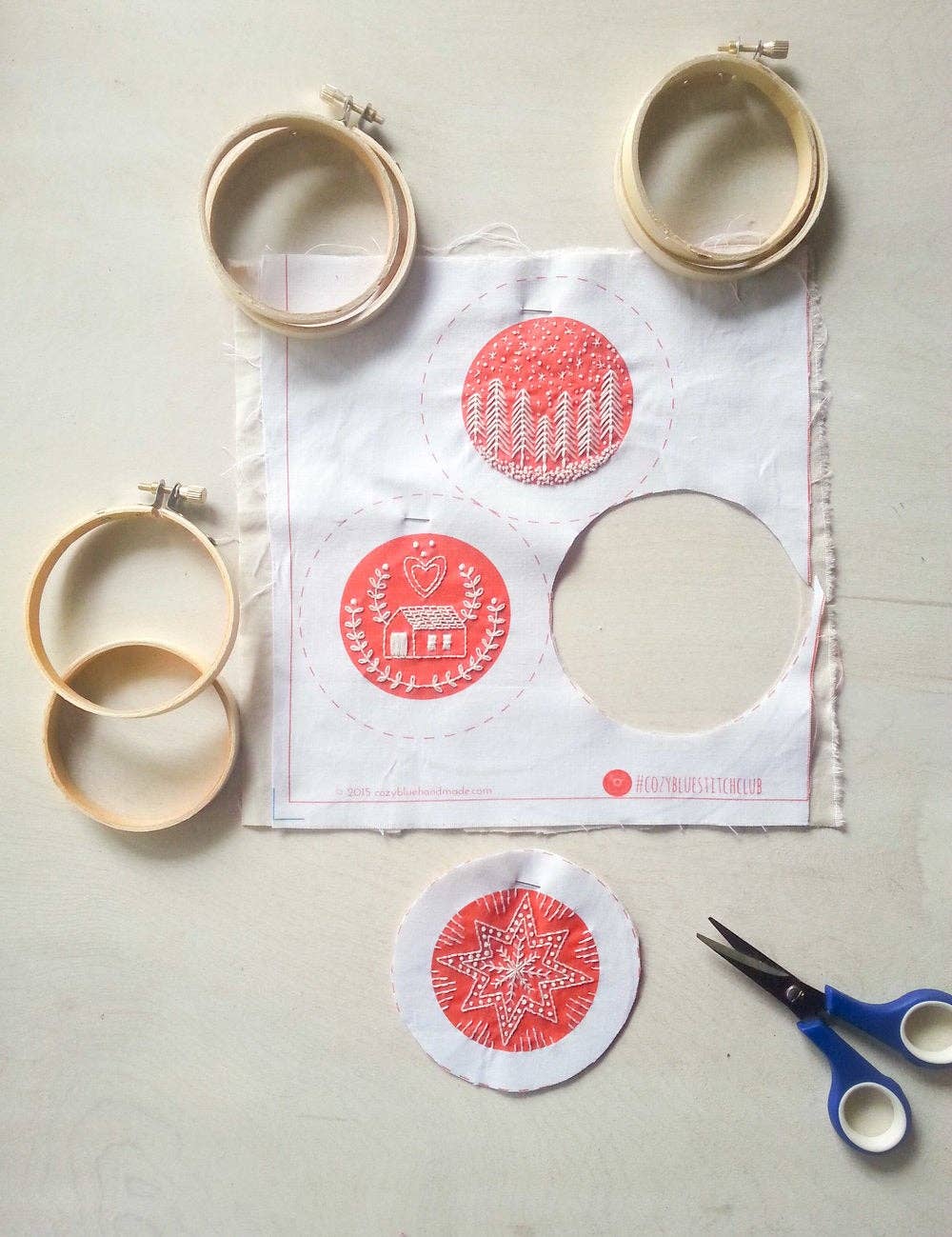 Cozy Blue Holiday ornaments embroidery kit