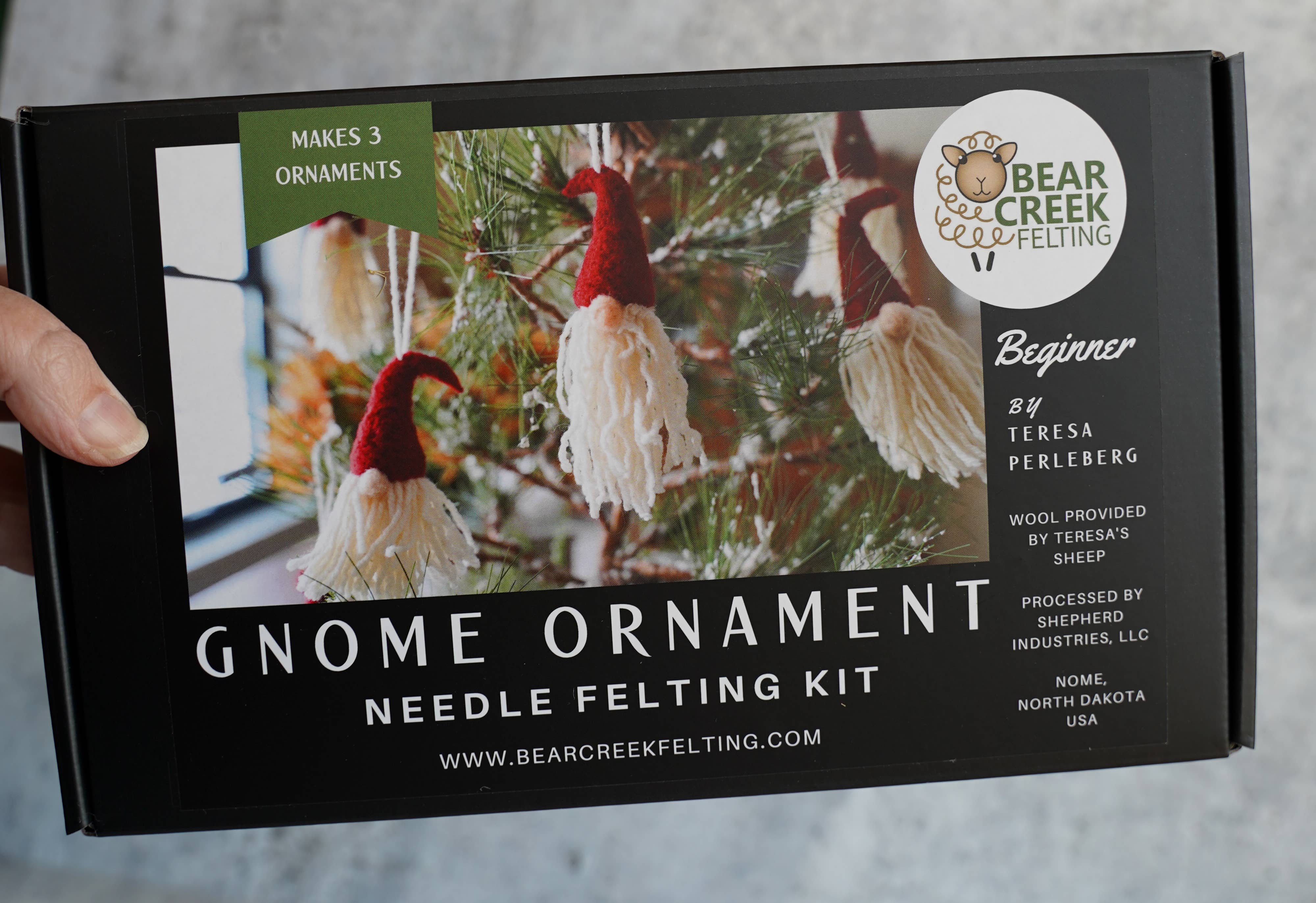 Gnome Ornaments Needle Felting Kit (makes 3 ornaments)