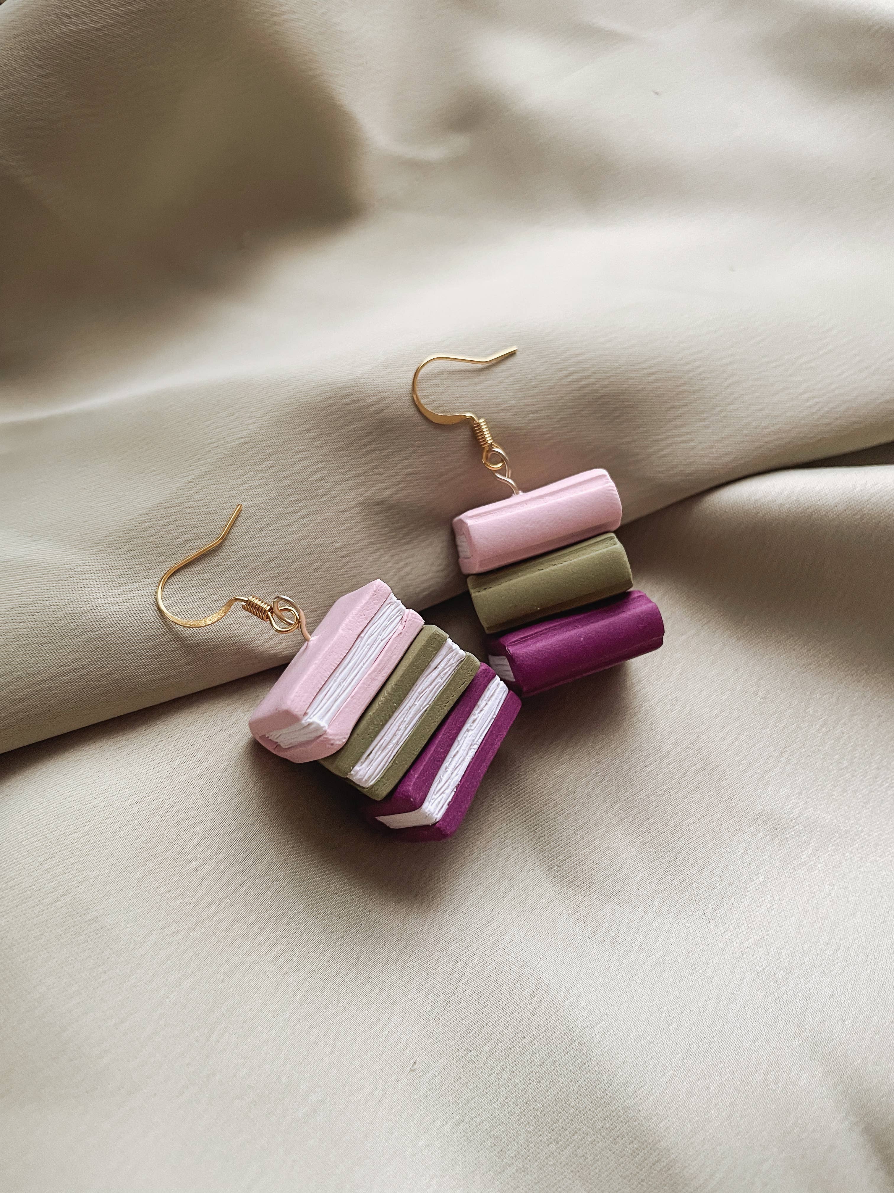 Stacked Book Earrings