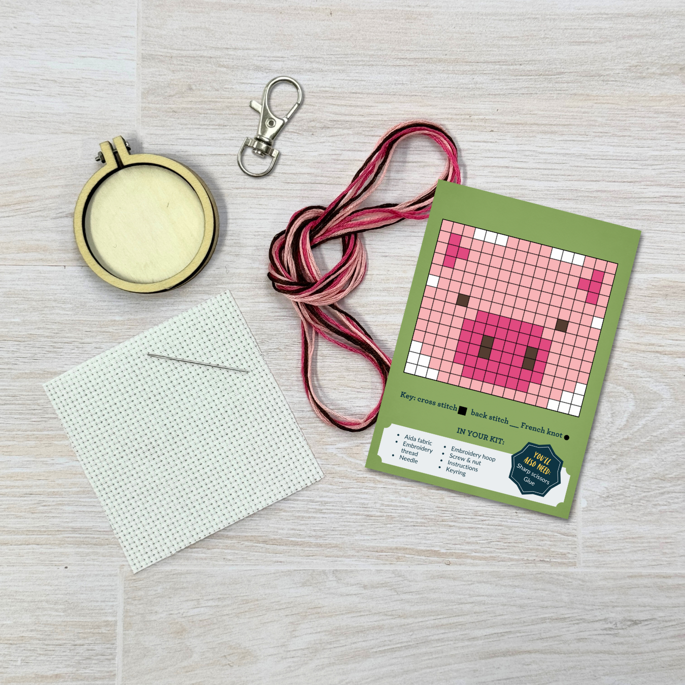 'Missing You Pig Time' Mini Matchbox Cross Stitch Kit