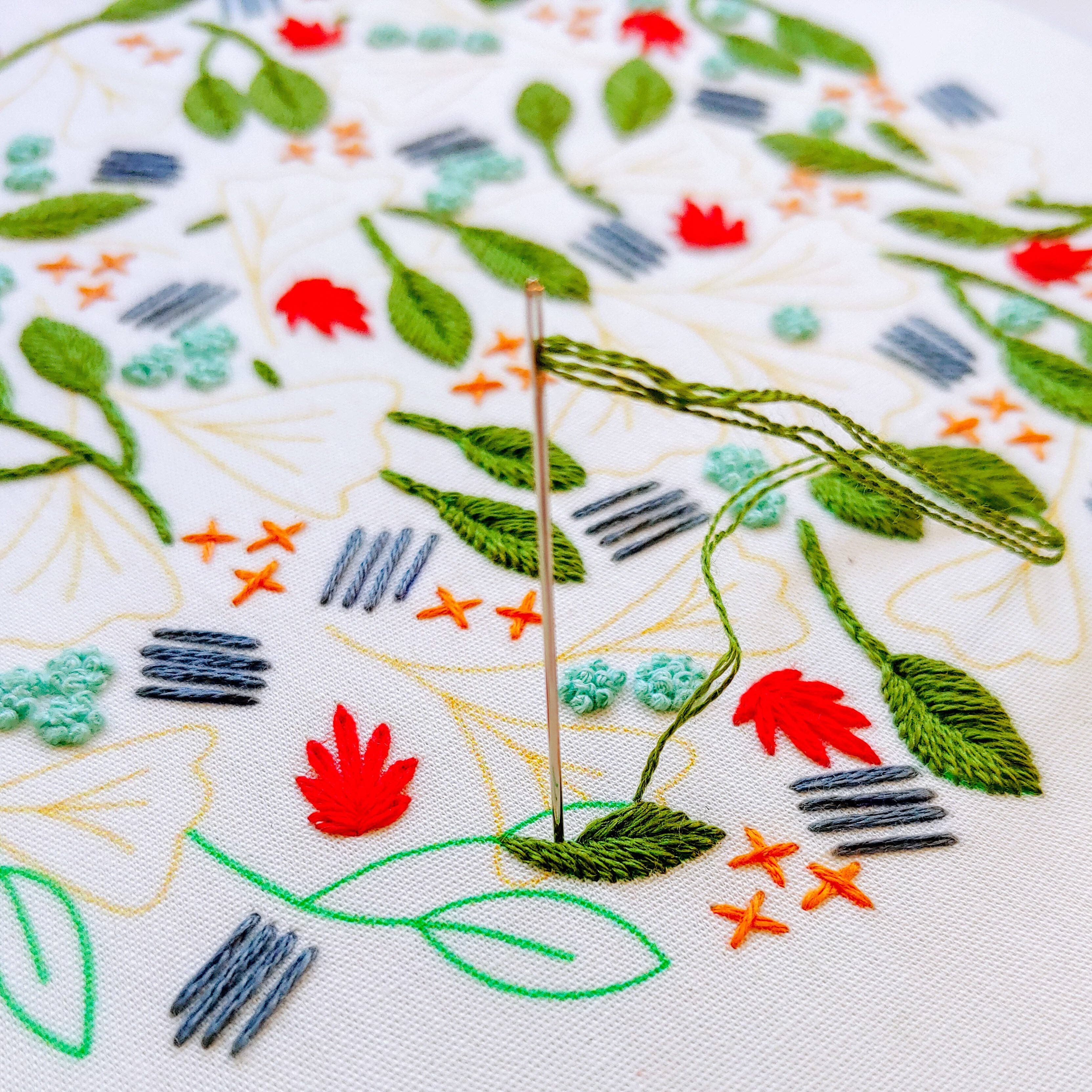Cozy Blue Forest floor embroidery kit