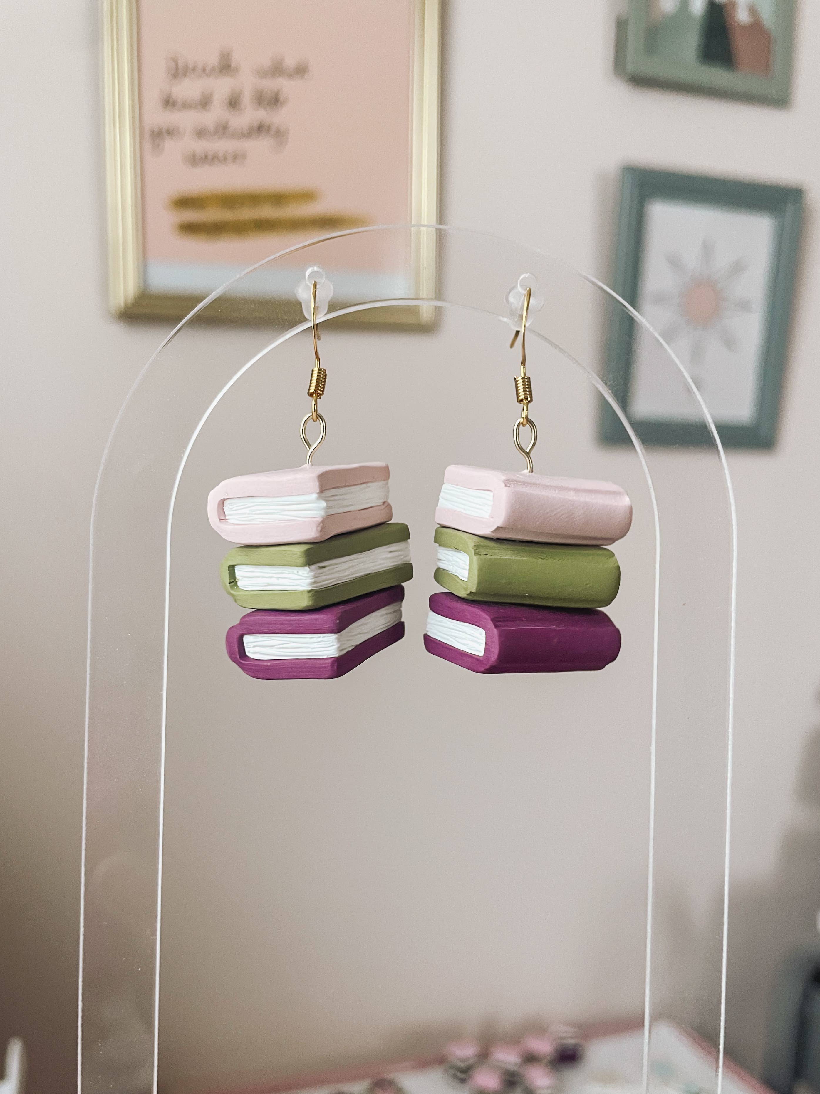 Stacked Book Earrings