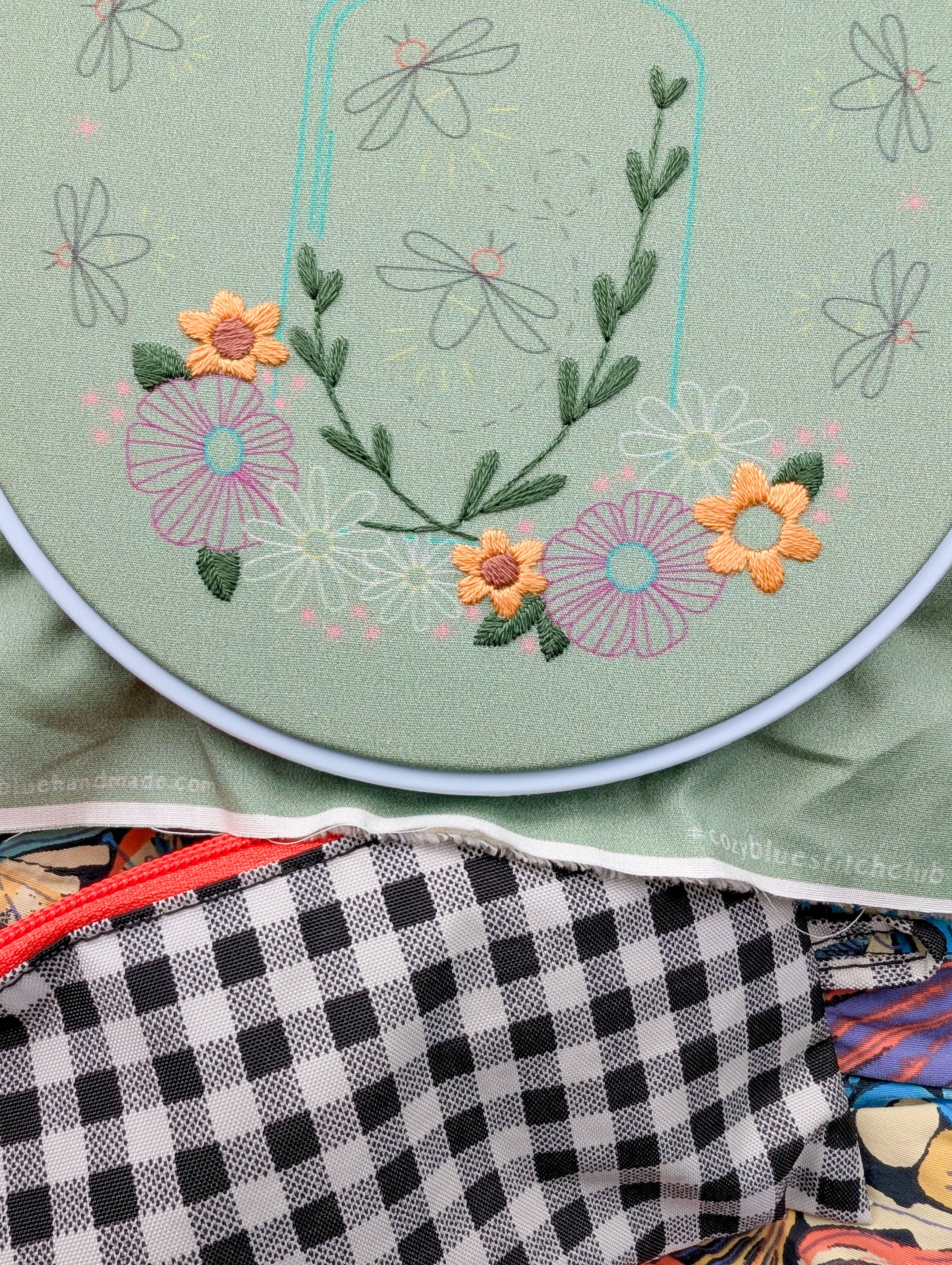 Cozy Blue Fireflies embroidery kit