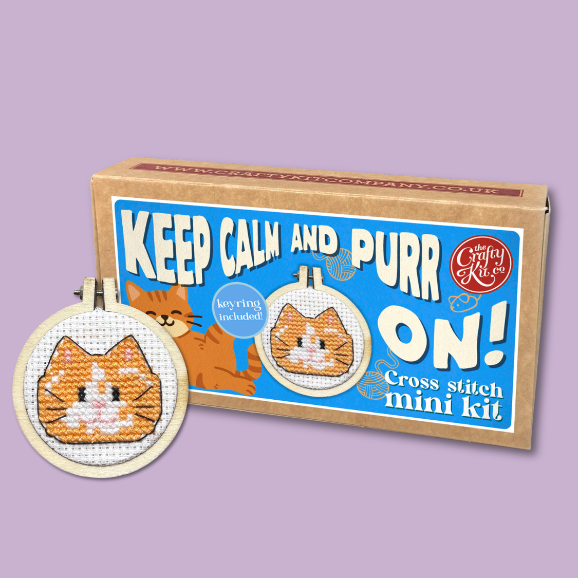 Keep Calm and Purr On! Mini Matchbox Cross Stitch Kit