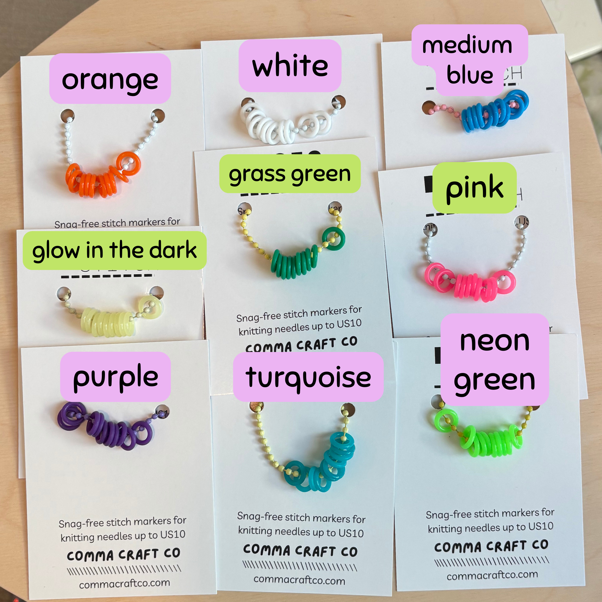 Basic Stitch Set - Neon Snag-Free Silicone Stitch Markers