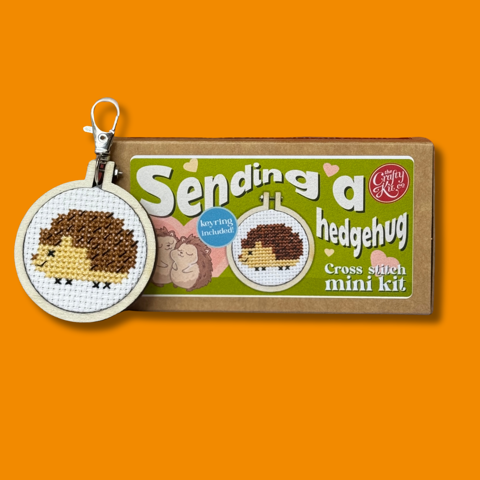'Sending a hedgehug' Mini Matchbox Cross Stitch Kit