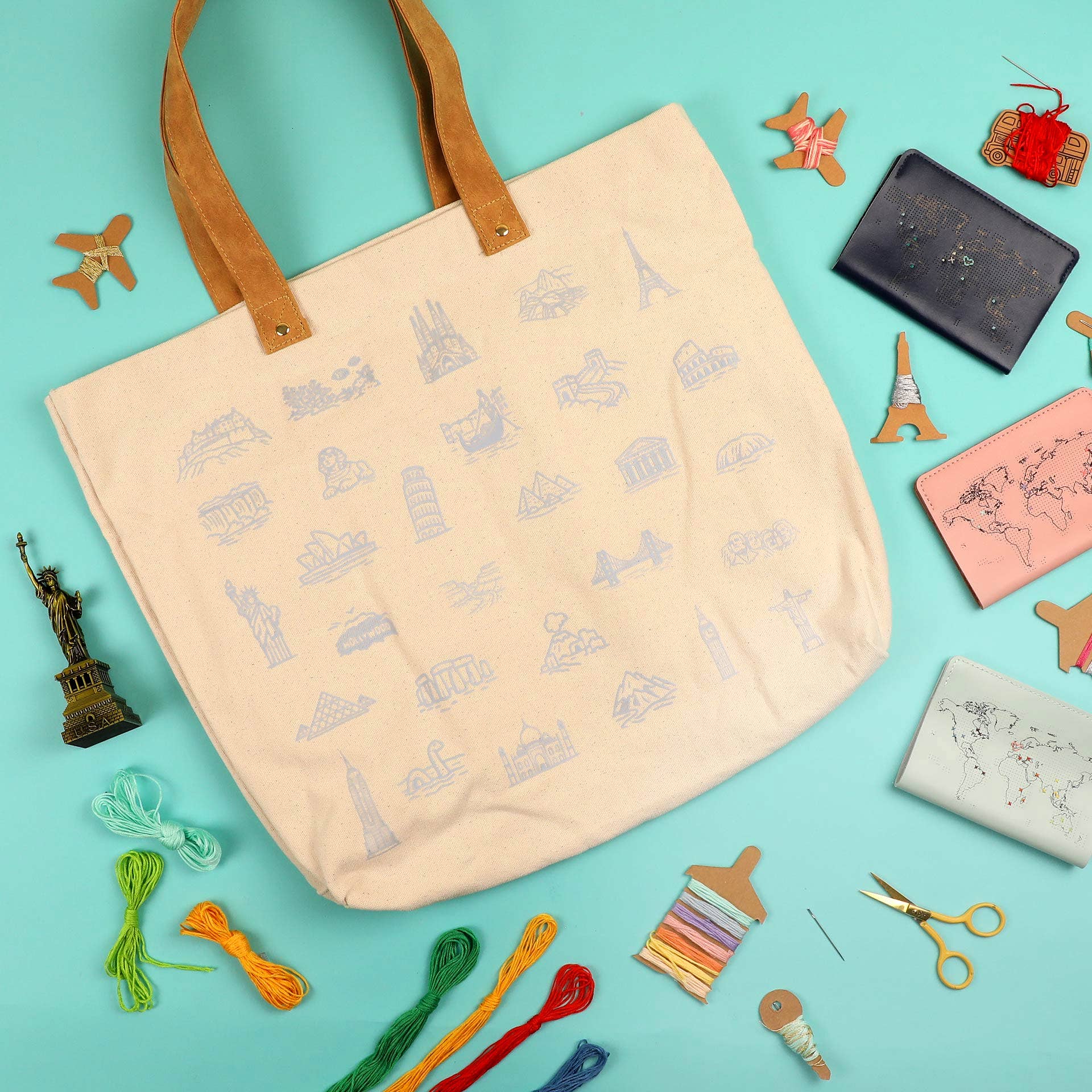 Stitch The World - Bucket List Tote Bag Embroidery Kit