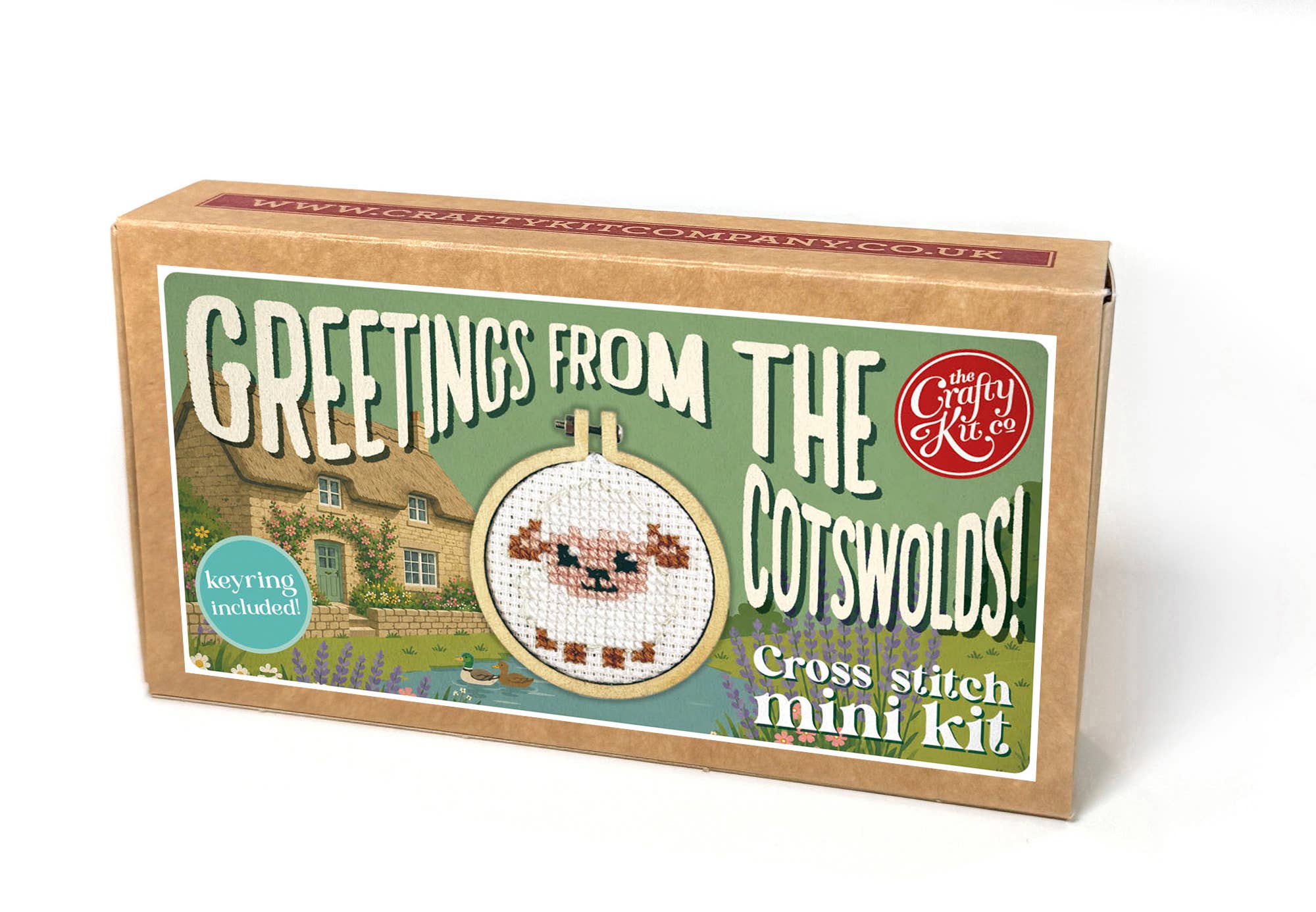 Greetings from Cotswolds! (Sheep) Matchbox Cross Stitch Kit