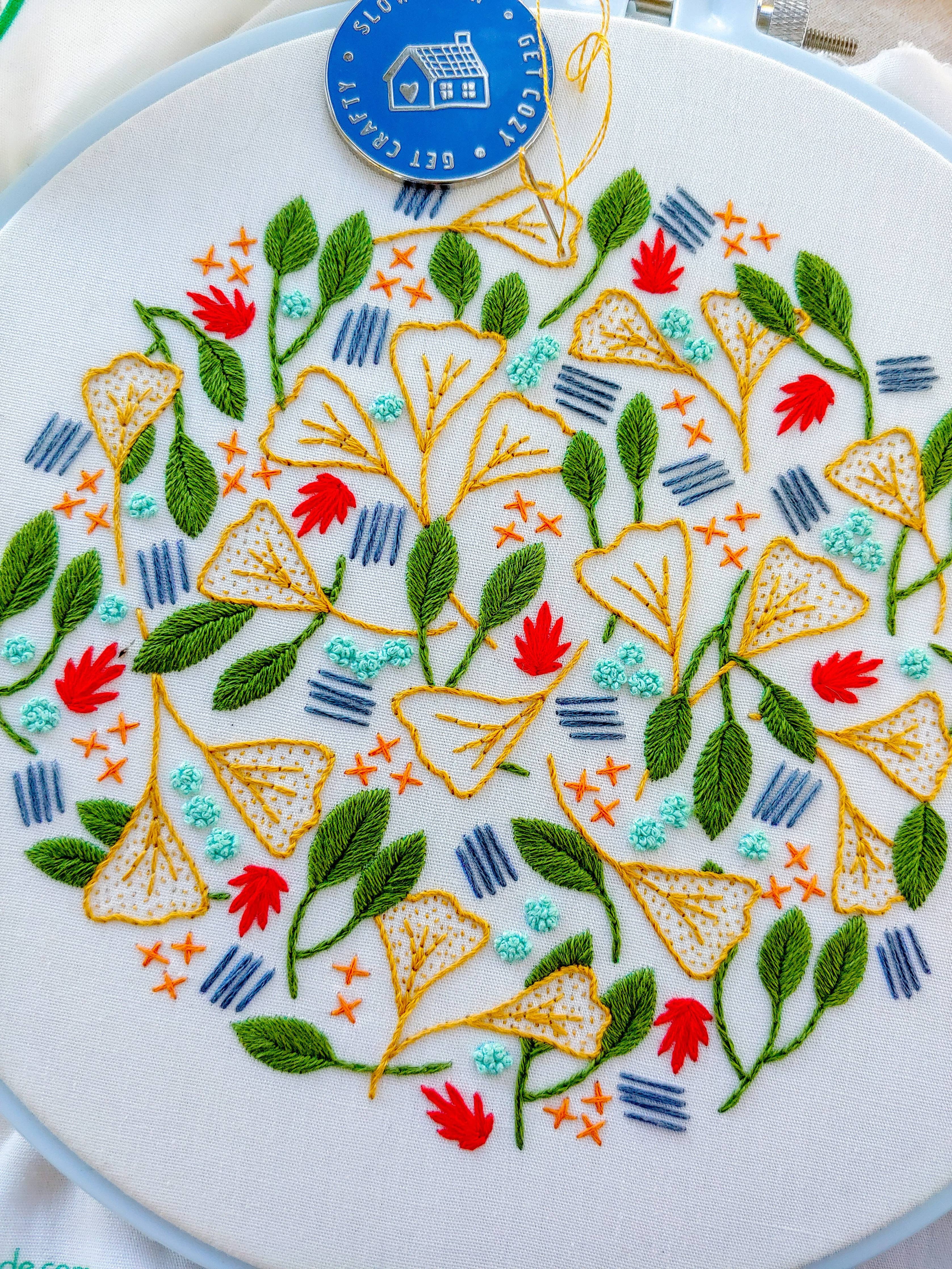 Cozy Blue Forest floor embroidery kit