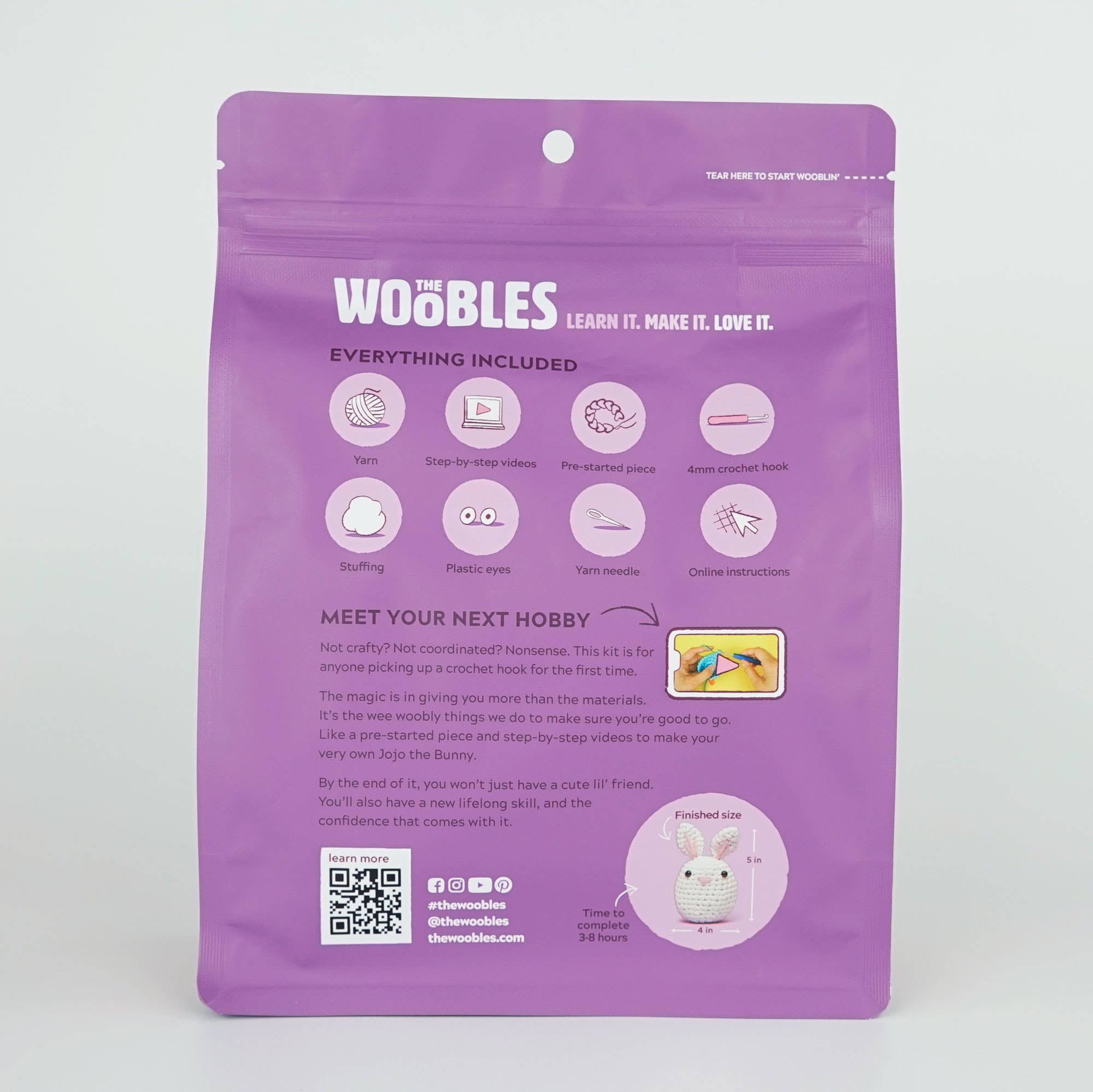 Woobles Jojo the Bunny Beginner Crochet Kit