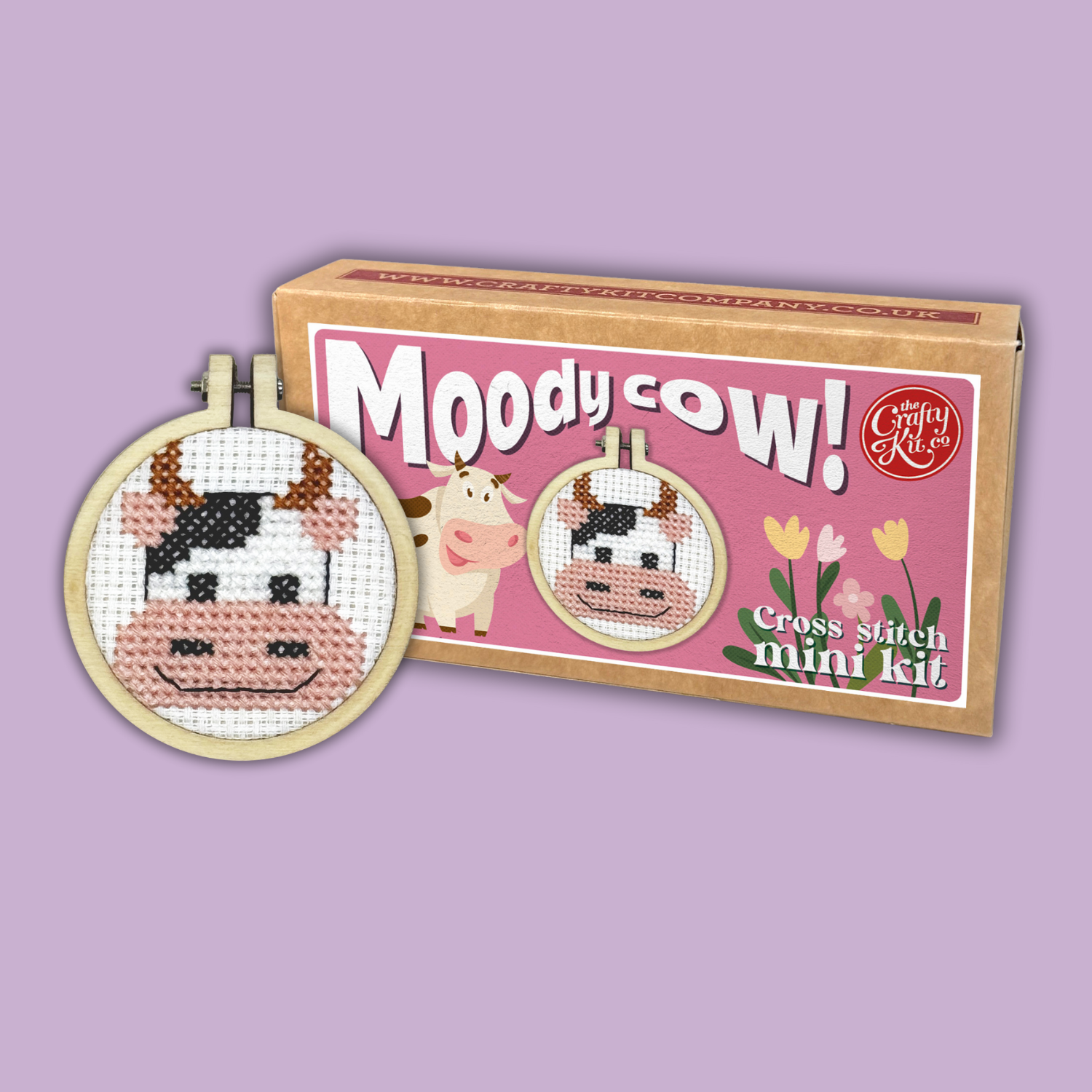 'Moody Cow!' Mini Matchbox Cross Stitch Kit