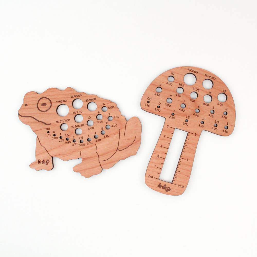 Mushroom Knitting Needle Gauge Tool