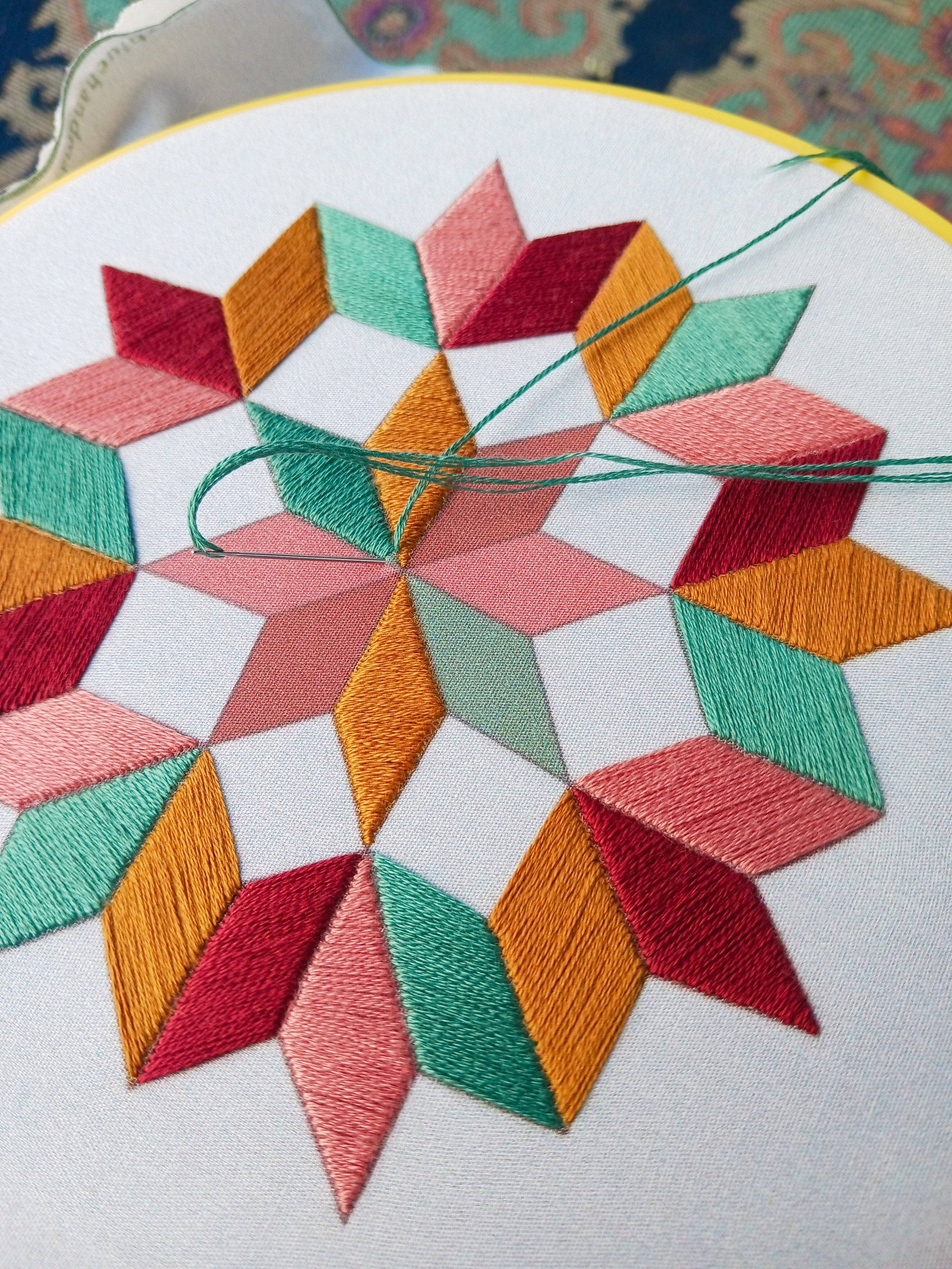 Cozy Blue Quilted wheel embroidery kit