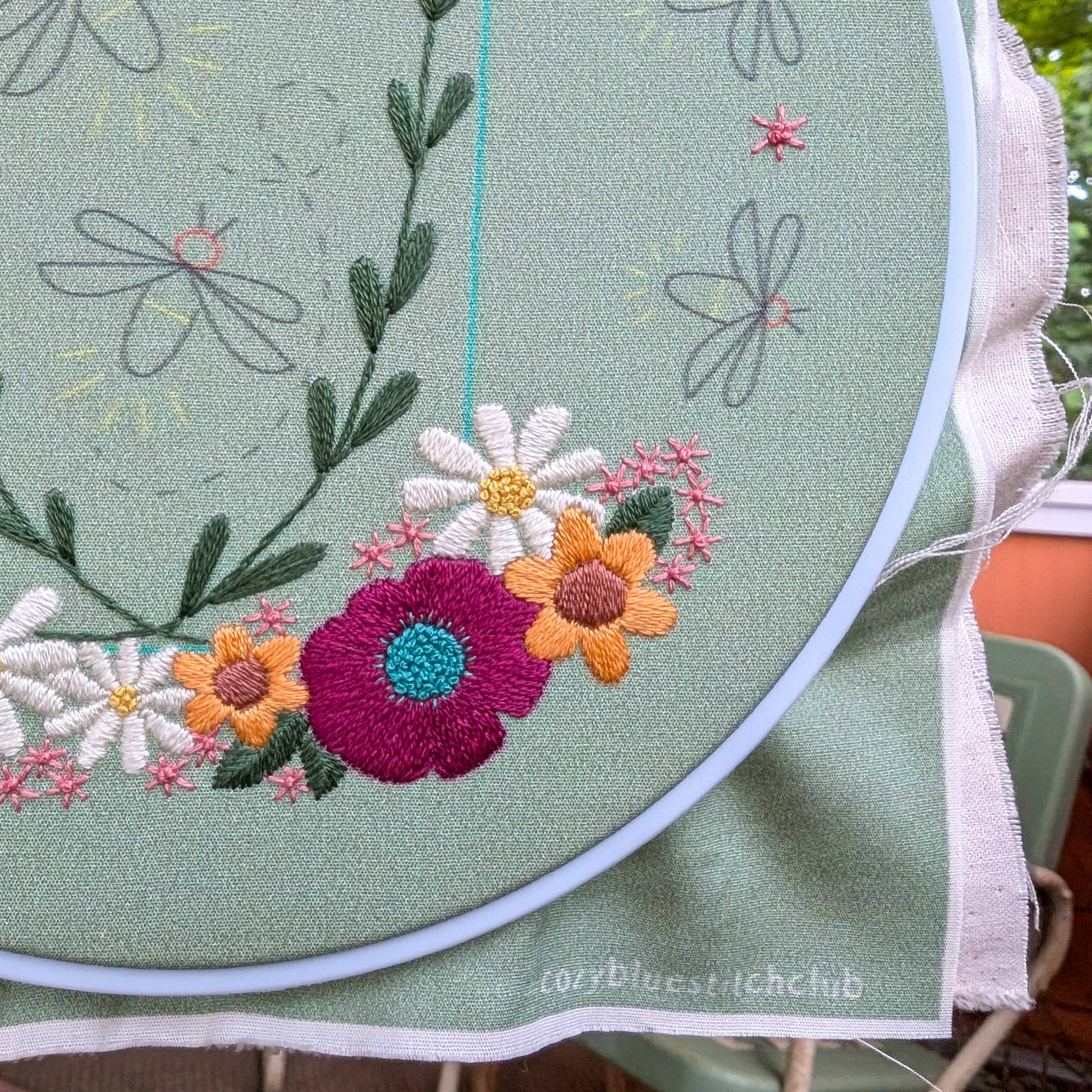 Cozy Blue Fireflies embroidery kit