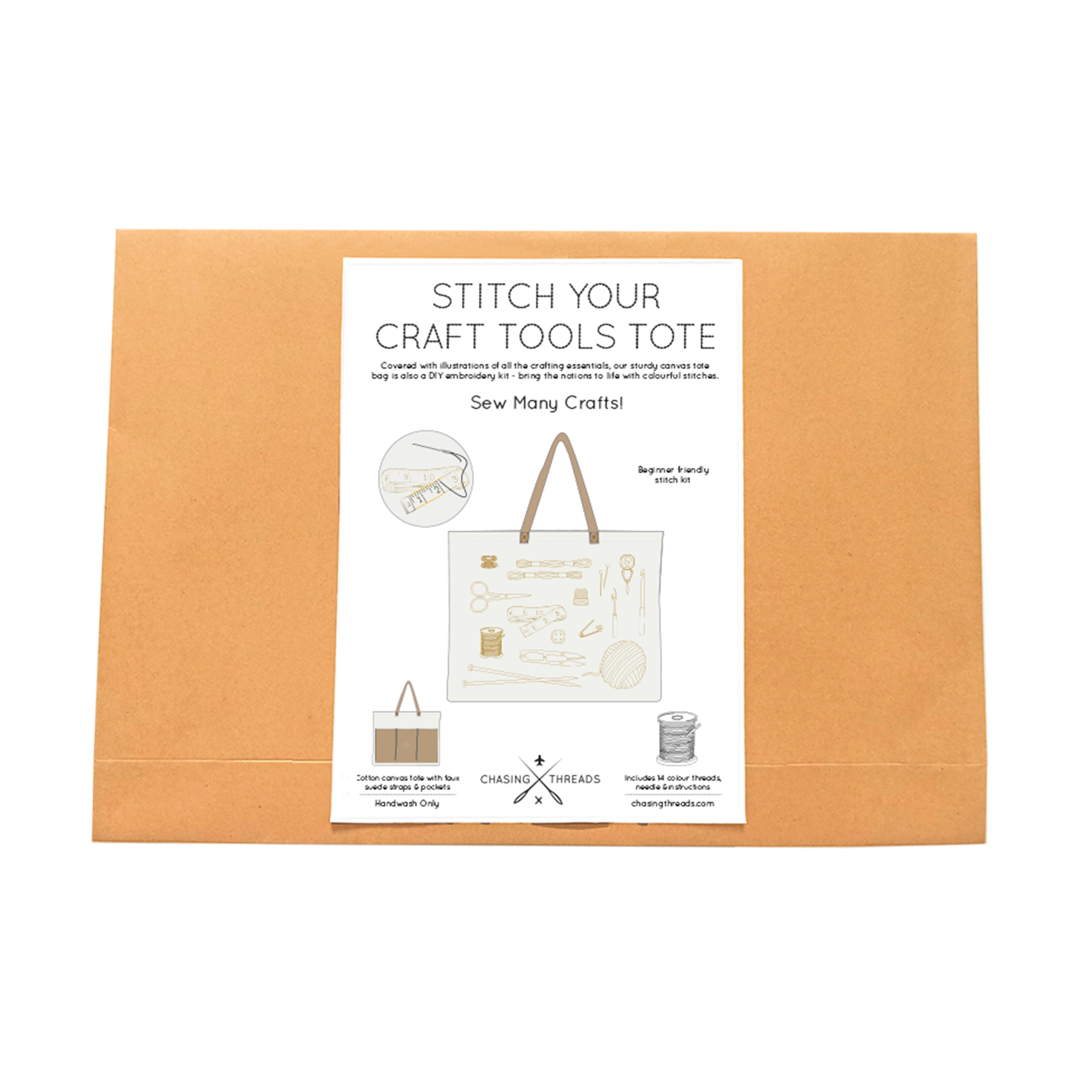 Stitch Your Craft Tools Tote Bag- Embroidery Kit project bag