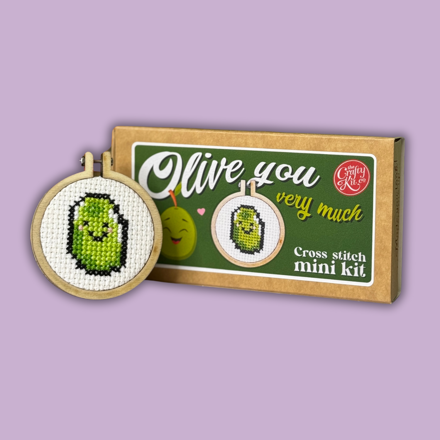 'Olive You Very Much' Mini Matchbox Cross Stitch Kit