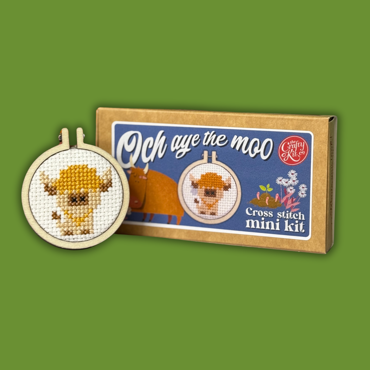 'Och Aye the Moo' Mini Matchbox Cross Stitch Kit