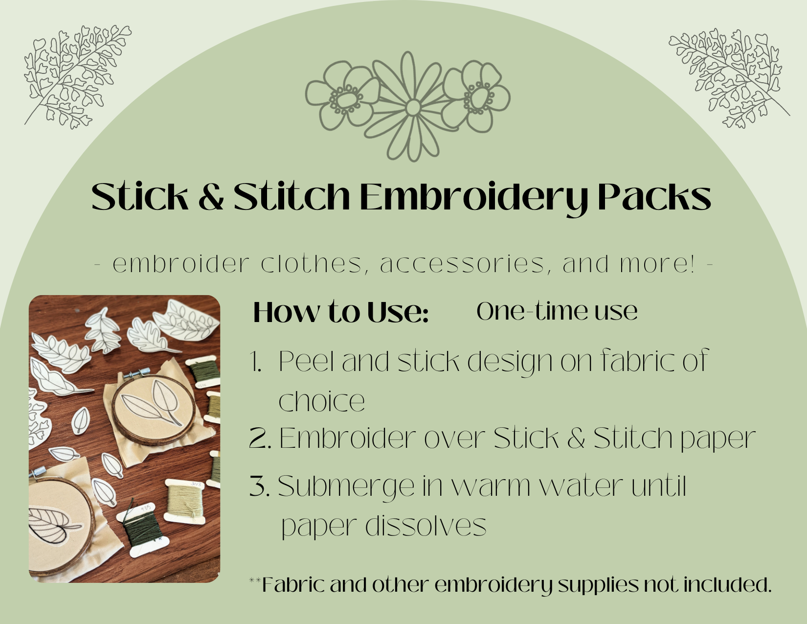 Flowers Stick & Stitch Embroidery Pack