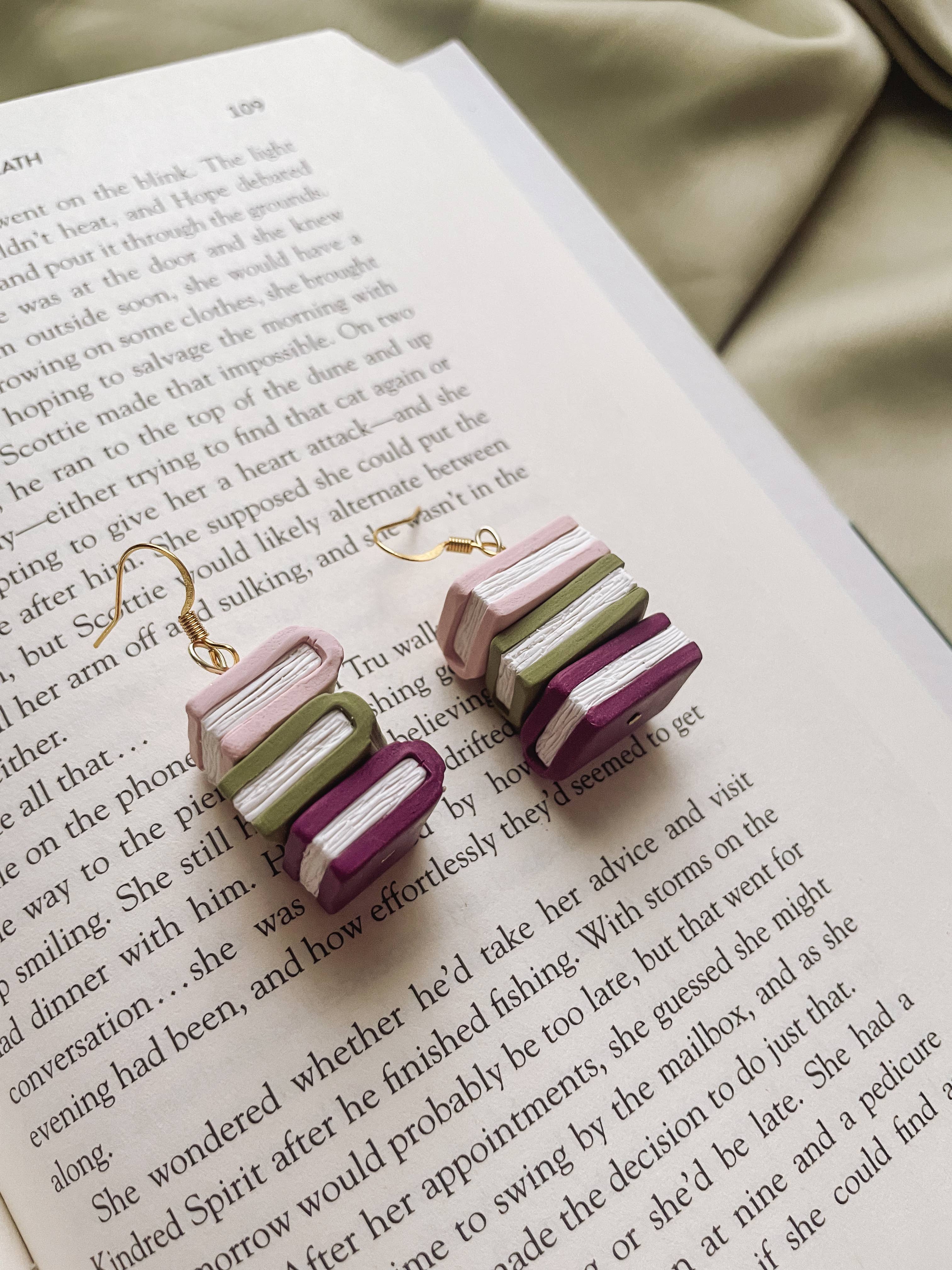 Stacked Book Earrings