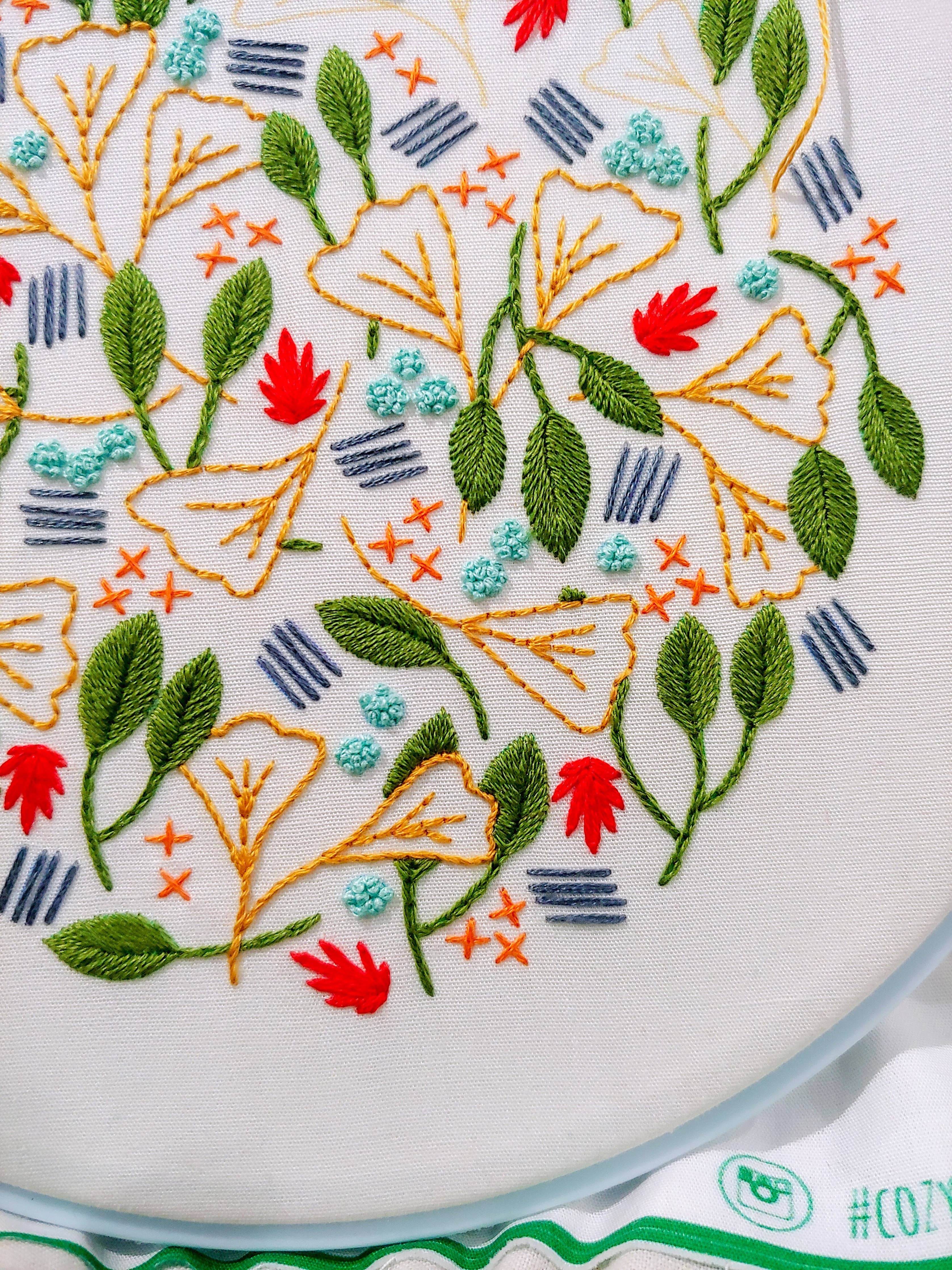 Cozy Blue Forest floor embroidery kit