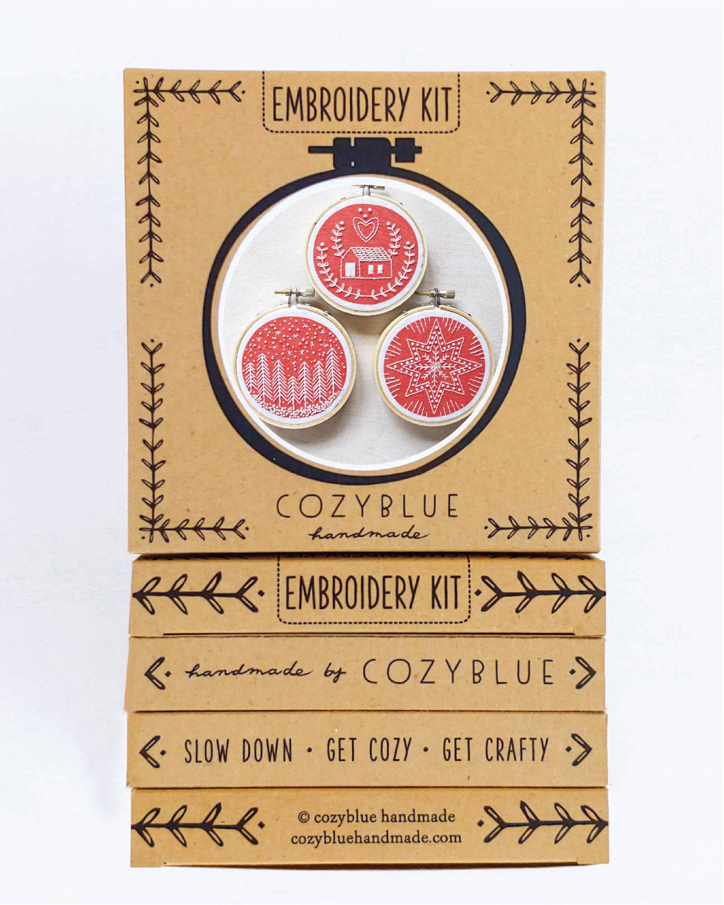 Cozy Blue Holiday ornaments embroidery kit