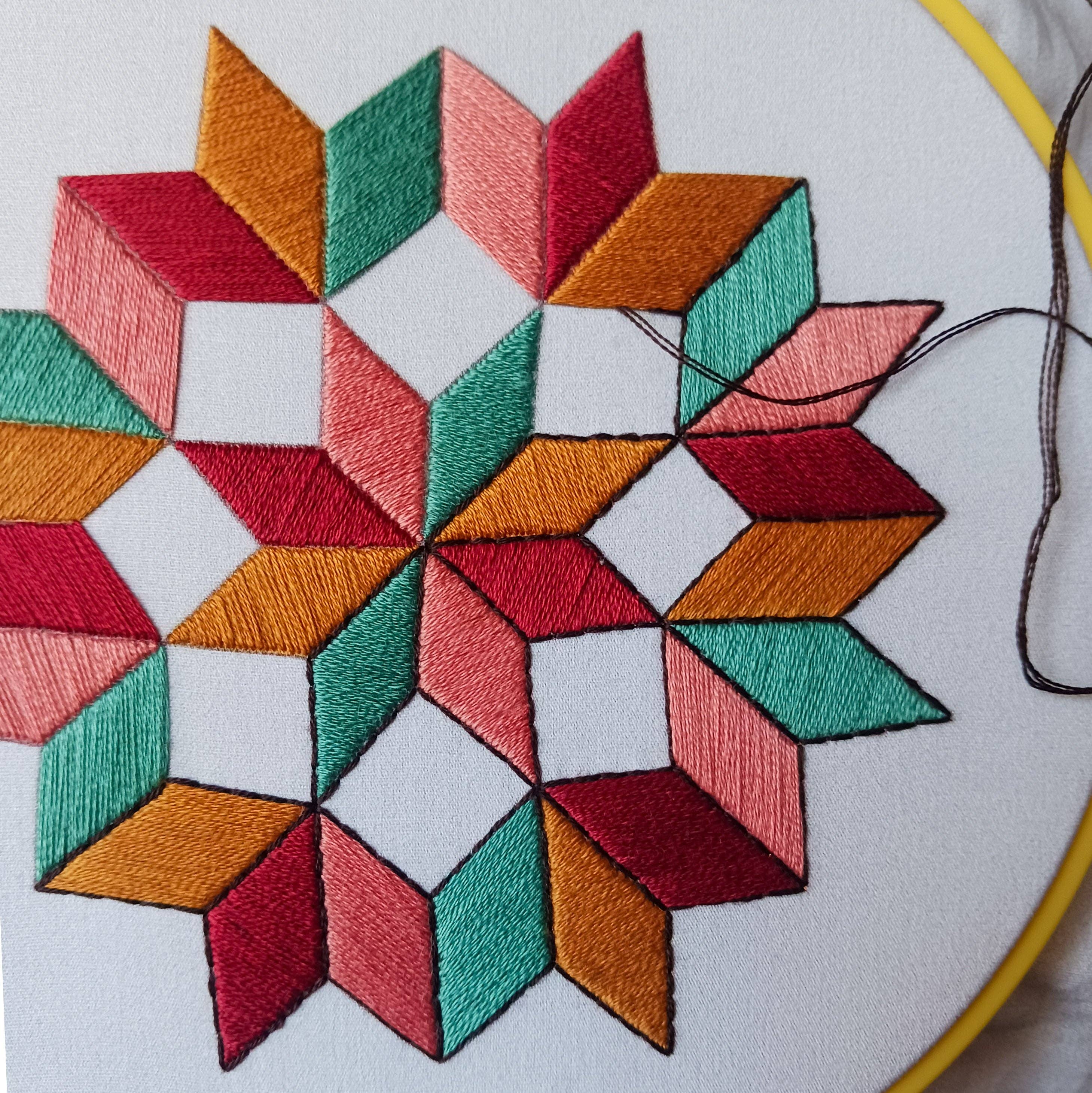 Cozy Blue Quilted wheel embroidery kit