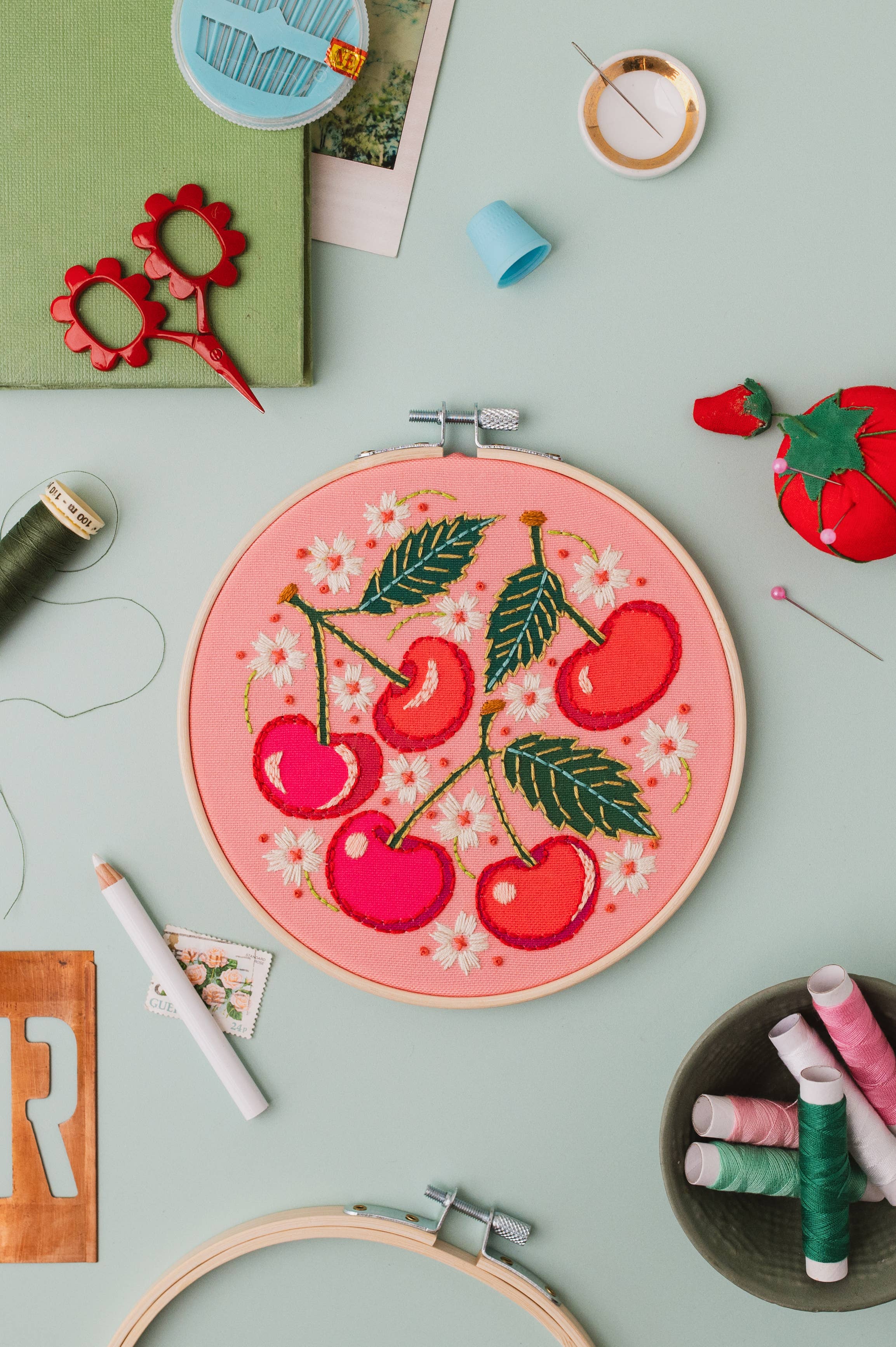 RikRack Cherries Embroidery Kit