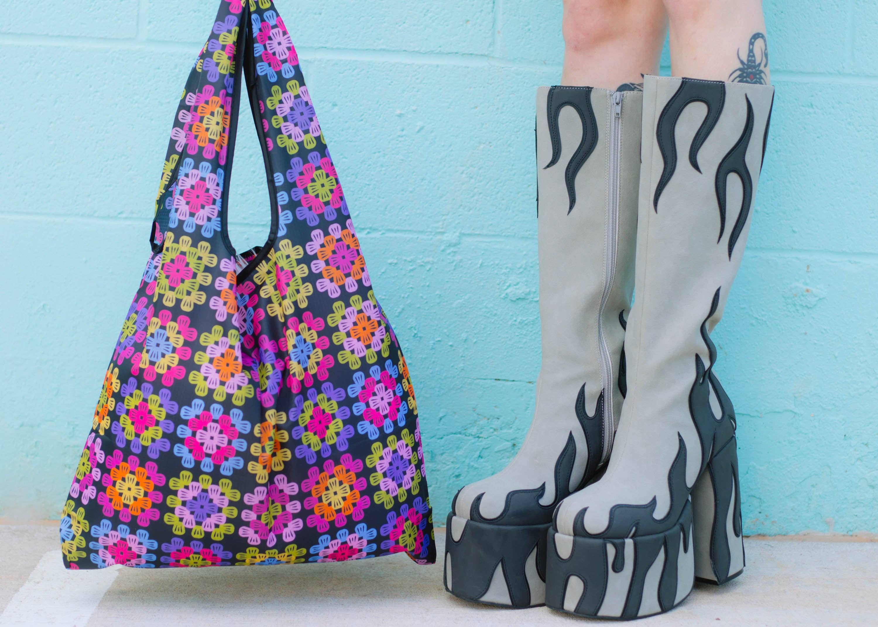 Granny Square Folding Shopper Tote