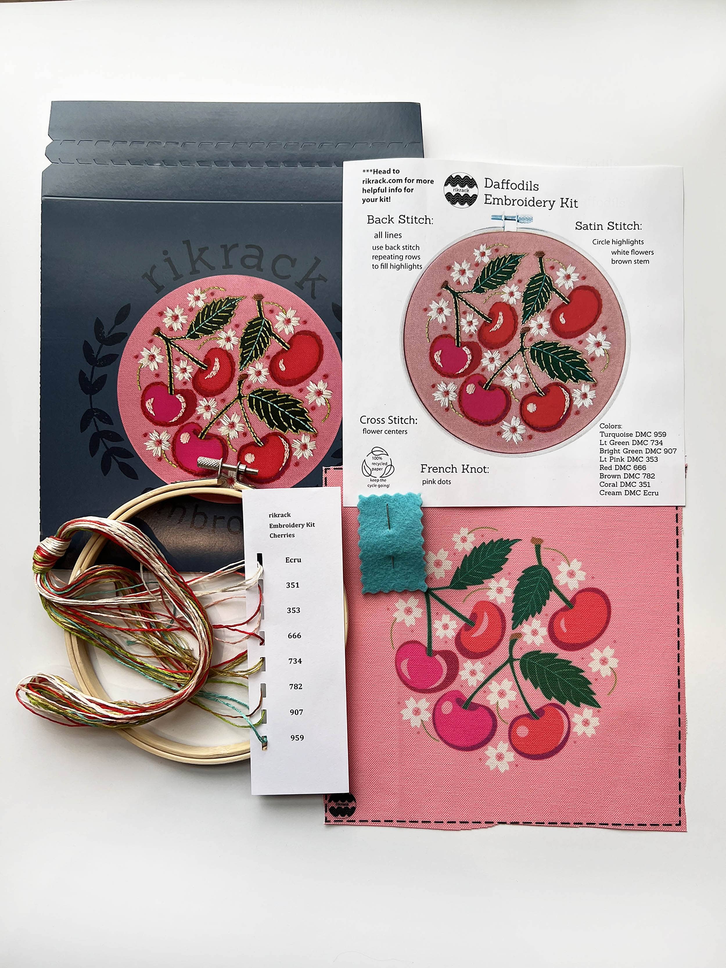 RikRack Cherries Embroidery Kit