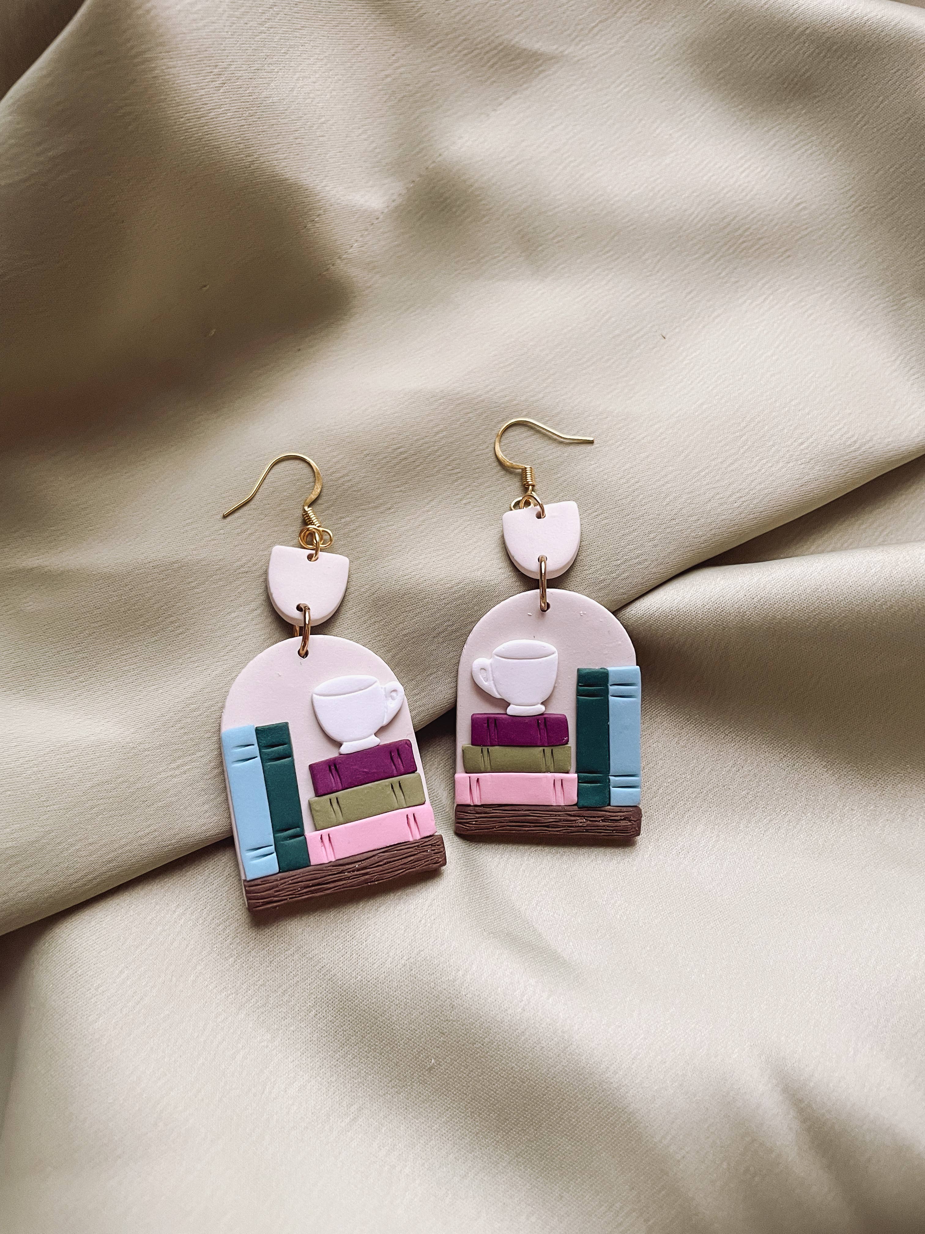 Coffee Shop Book Earrings
